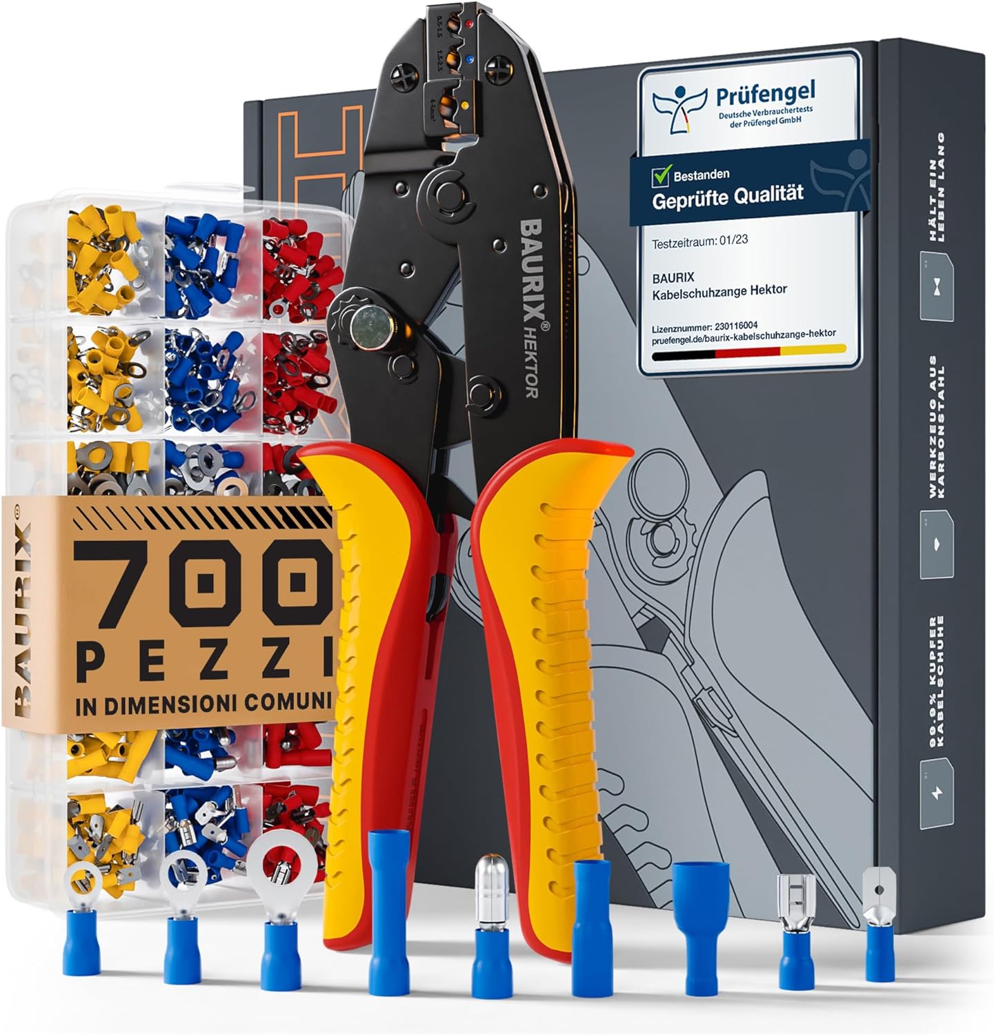 Detalle de BAURIX® Pinza crimpatrice per capicorda 0,50–6 mm² – kit completo e affidabile