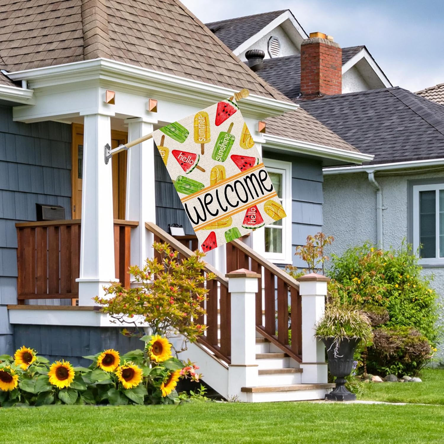 Detalle 2 de FUYUCHEN Summer Garden Flag 12x18 Inch popsicles outdoor flag 🏳