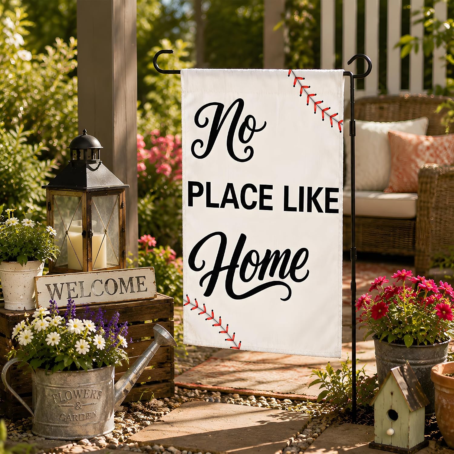 Detalle de OHOME Baseball Garden Flag, 12 x 18-Inch Double-Sided Polyester