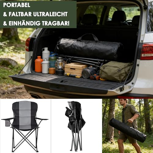Thumbnail 6 de Foumteex Campingstuhl Faltbar Overgröße – 150 kg Traglast, Getränkehalter, Klappstuhl für Outdoor und Angel