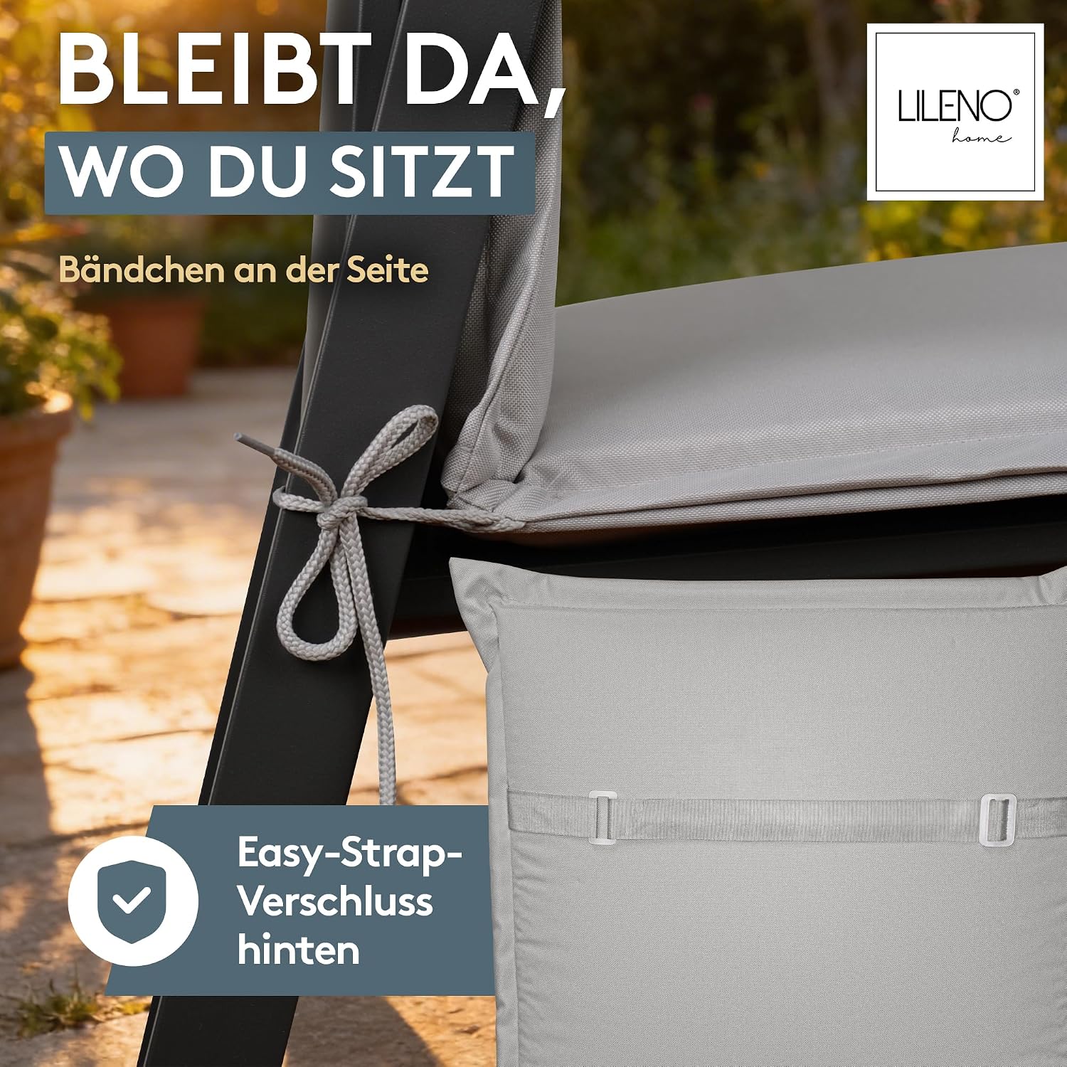 Thumbnail 2 de LILENO HOME Gartenstuhl Auflagen 4er Set Hochlehner Grau
