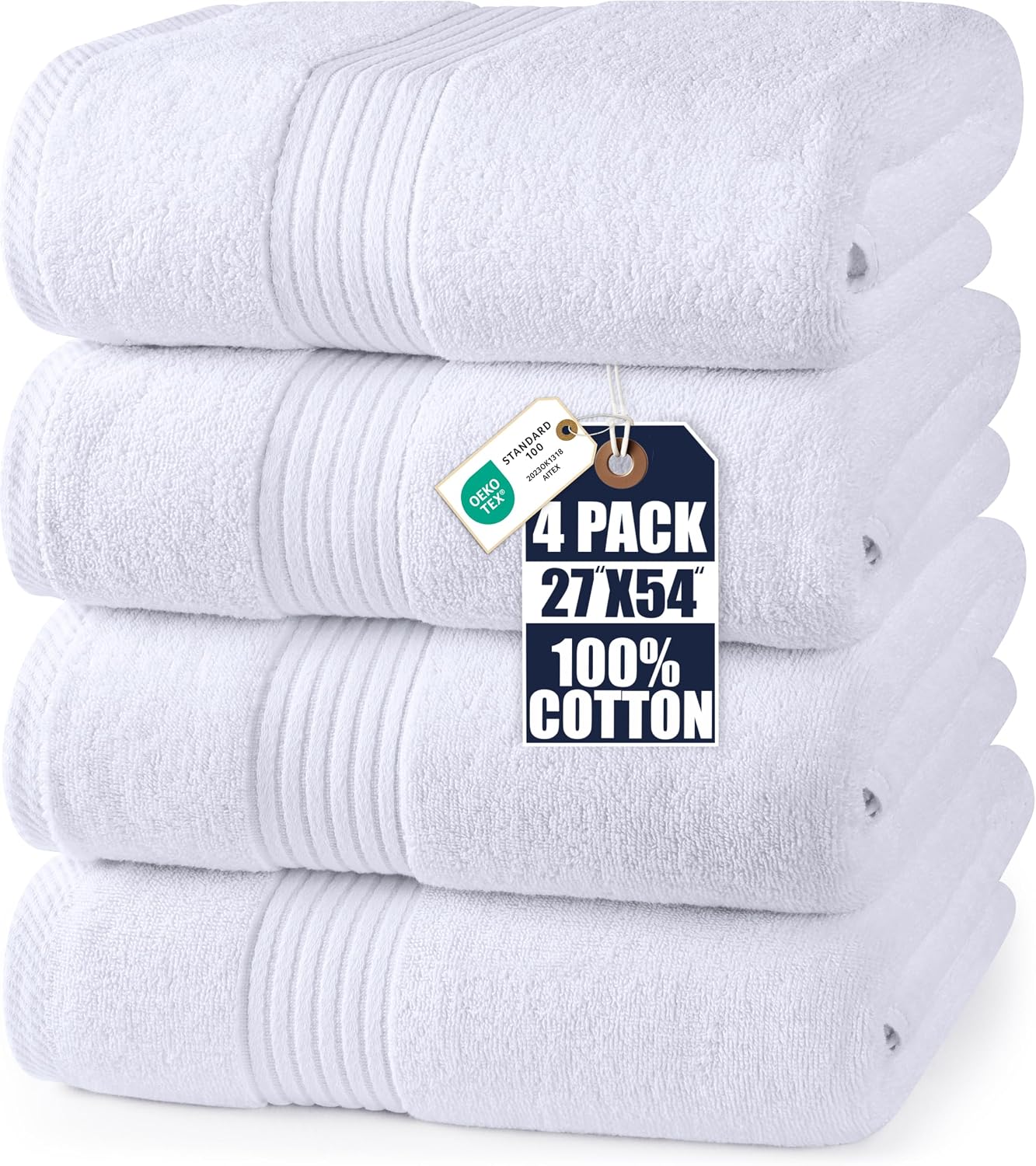 Detalle de Utopia Towels UT0211 Bath Towels, 100% Combed Ring-Spun Cotton, White, 4-Pack