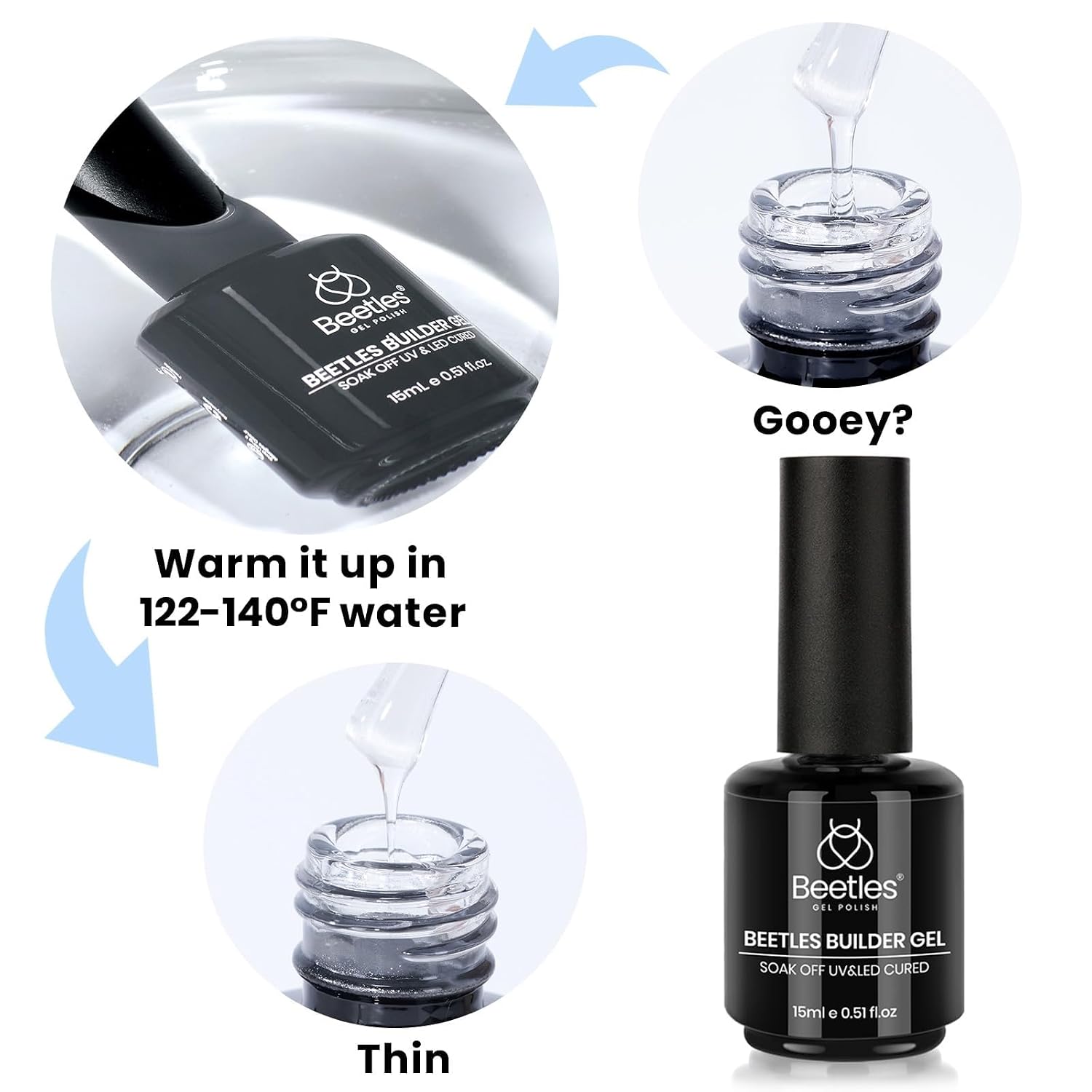Thumbnail 6 de Beetles Builder Gel 0.51 oz Clear Nails