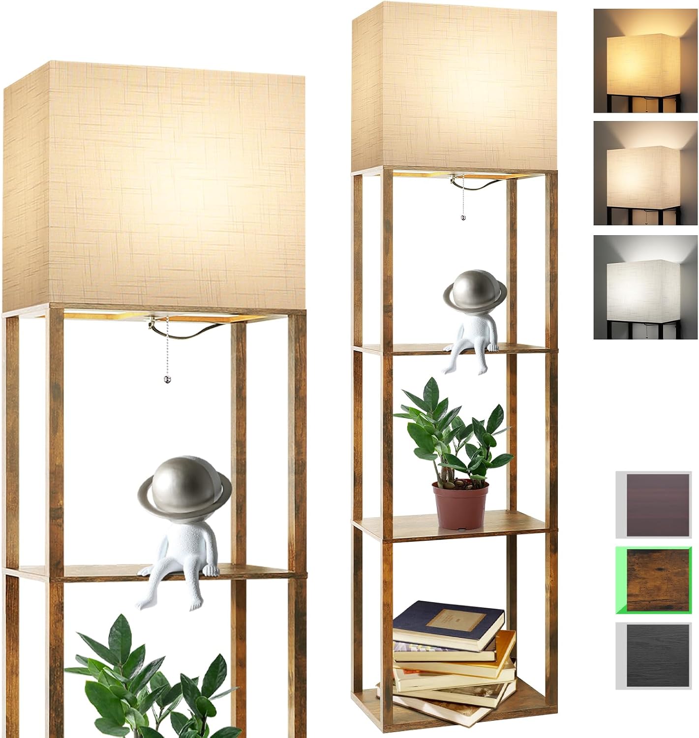 Detalle de RUNTOP Plus Floor Lamp with Shelves, 15W 3-Color LED and Memory Function