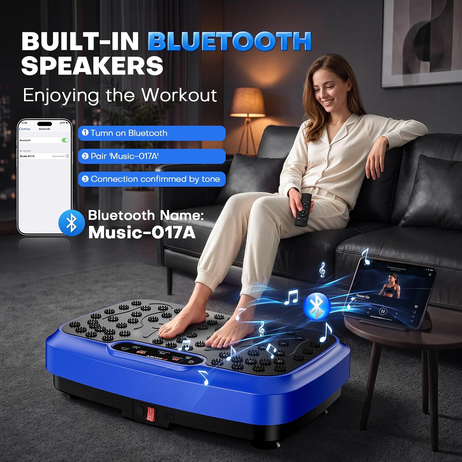 Detalle 2 de MOSUNY JTF017A Vibration Plate with 199 Speeds, 7 Modes and Speaker