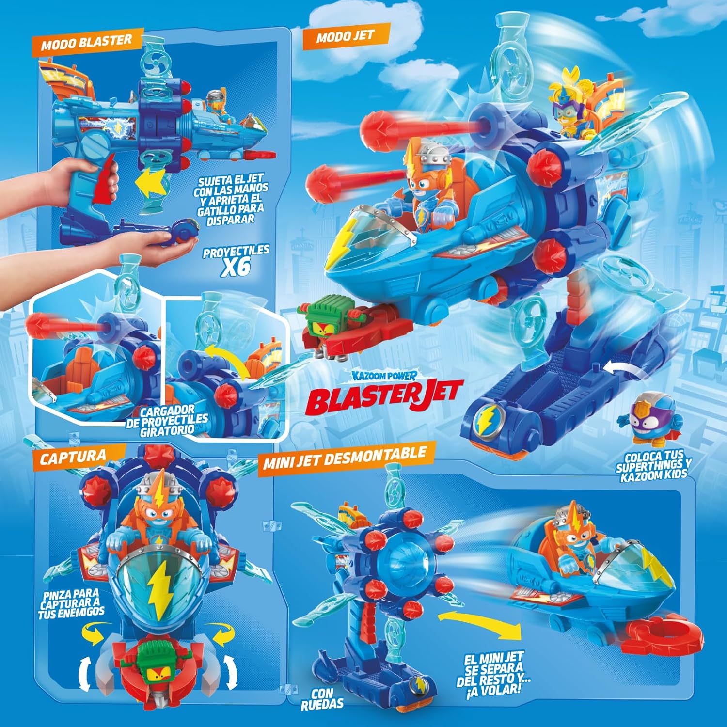 Thumbnail 5 de SUPERTHINGS KAZOOM Power Blaster Jet 6 proyectiles 🚀