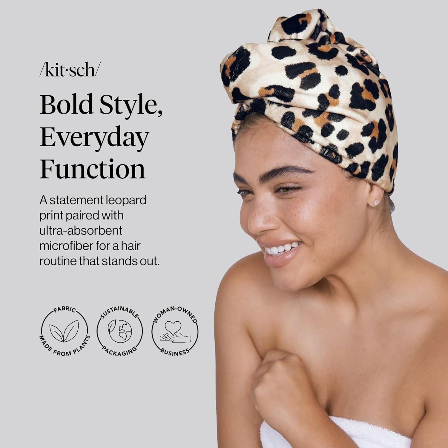 Thumbnail 1 de Kitsch Microfiber Hair Towel Wrap for Women – Leopard
