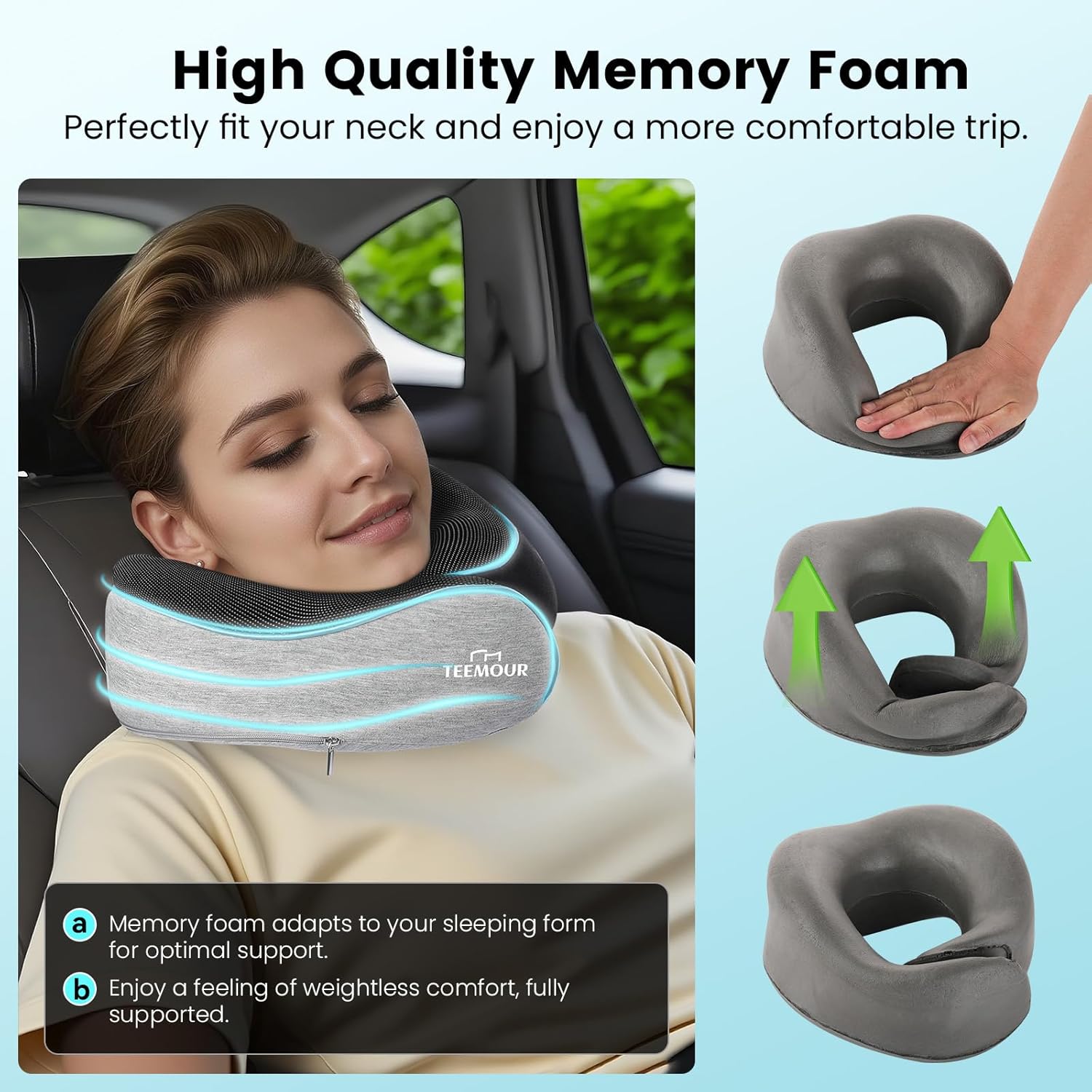 Detalle de Memory Foam 360° Neck Travel Pillow for Adults