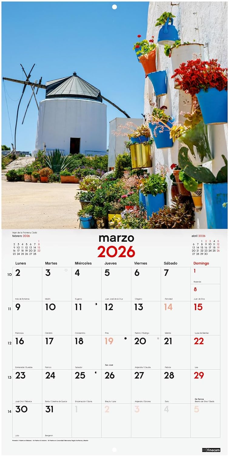 Detalle de Finocam Calendario de pared 2026 30x30 cm