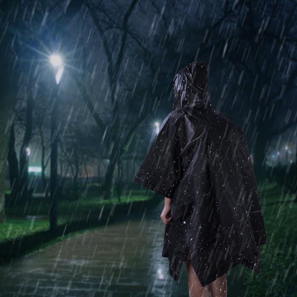 Detalle de flintronic Poncho de pluie adulte en EVA imperméable, avec capuche réglable (unisexe)