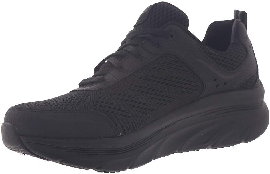 Detalle 2 de Skechers Women’s D’LUX Walker Infinite Motion Trainers in Black Leather & Mesh (6.5 UK)