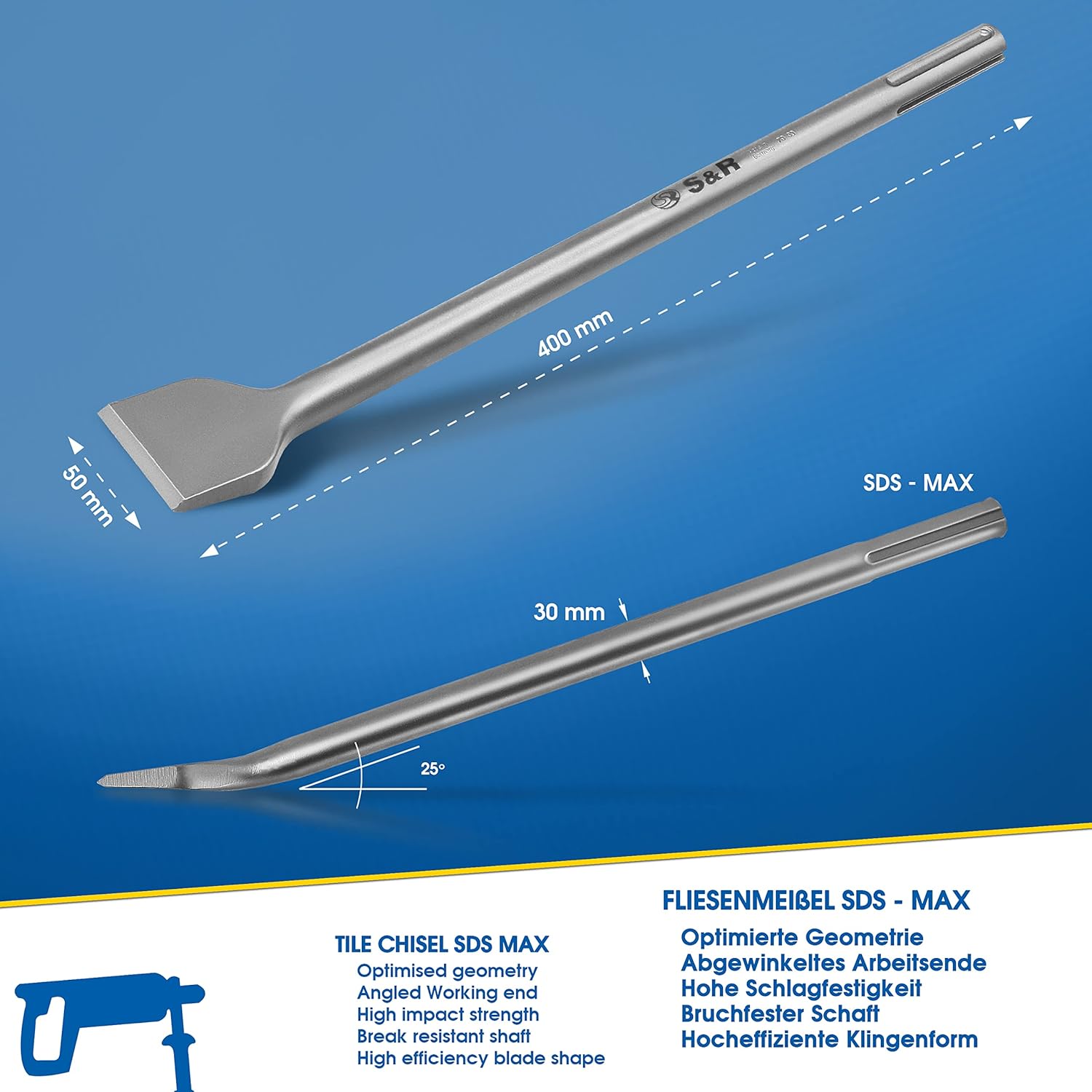 Detalle 2 de S&R Burin SDS-Max 400 mm