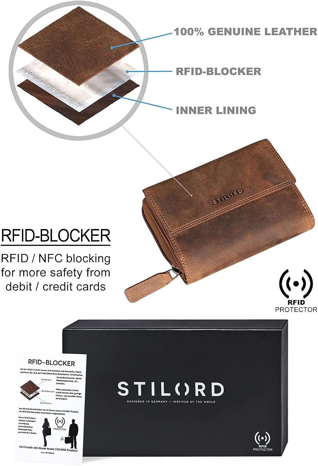 Thumbnail 5 de STILORD Thea Geldbörse RFID Leder 14 x 10 x 4 cm