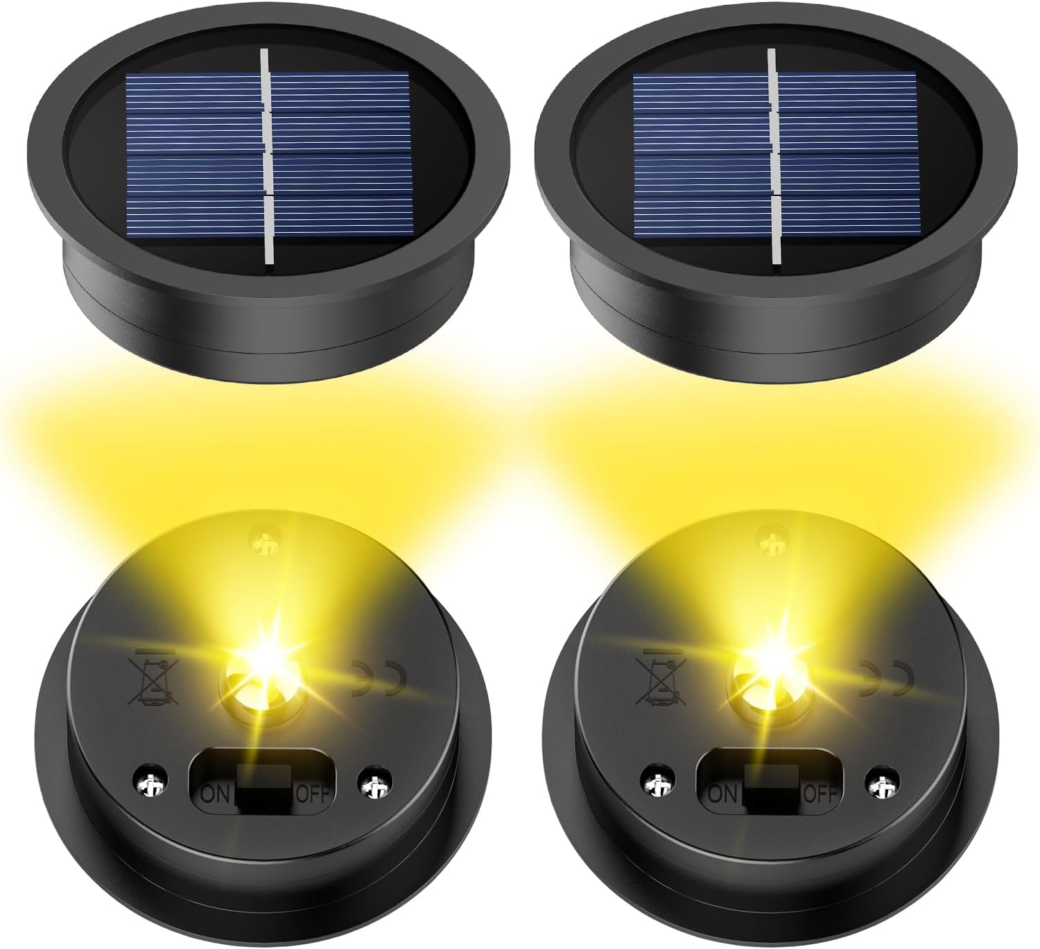 4 Pack Solar Light Replacement Tops, 7 cm – Waterproof Solar Lantern Tops for Outdoor Lights