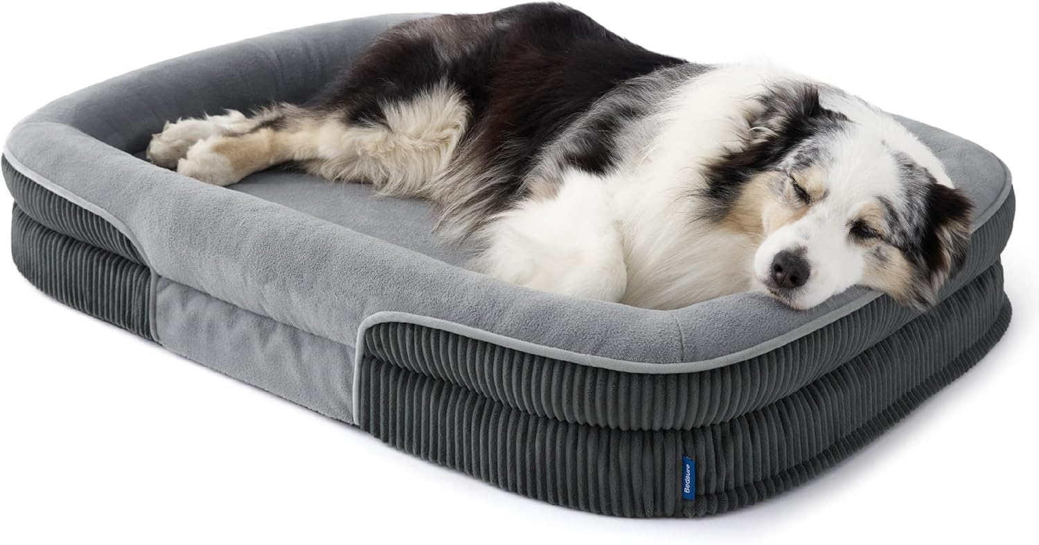 Detalle de BEDSURE XL orthopädisches Hundebett für große Hunde – 360° ovales Hundesofa mit Rand, wasserdichtem Bezug und stützender Ultra-Soft-Fleece-Beschichtung