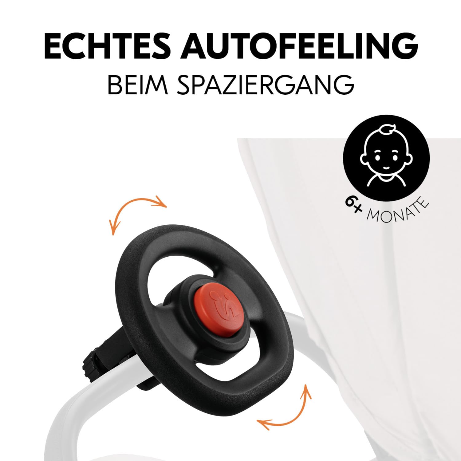 Detalle de hauck Kinder-Lenkrad fürs Kinderwagen Buggy-Spielzeug (Lenkrad zum Befestigen am Vorderbügel, max. Ø 39,5 cm) – Schwarz
