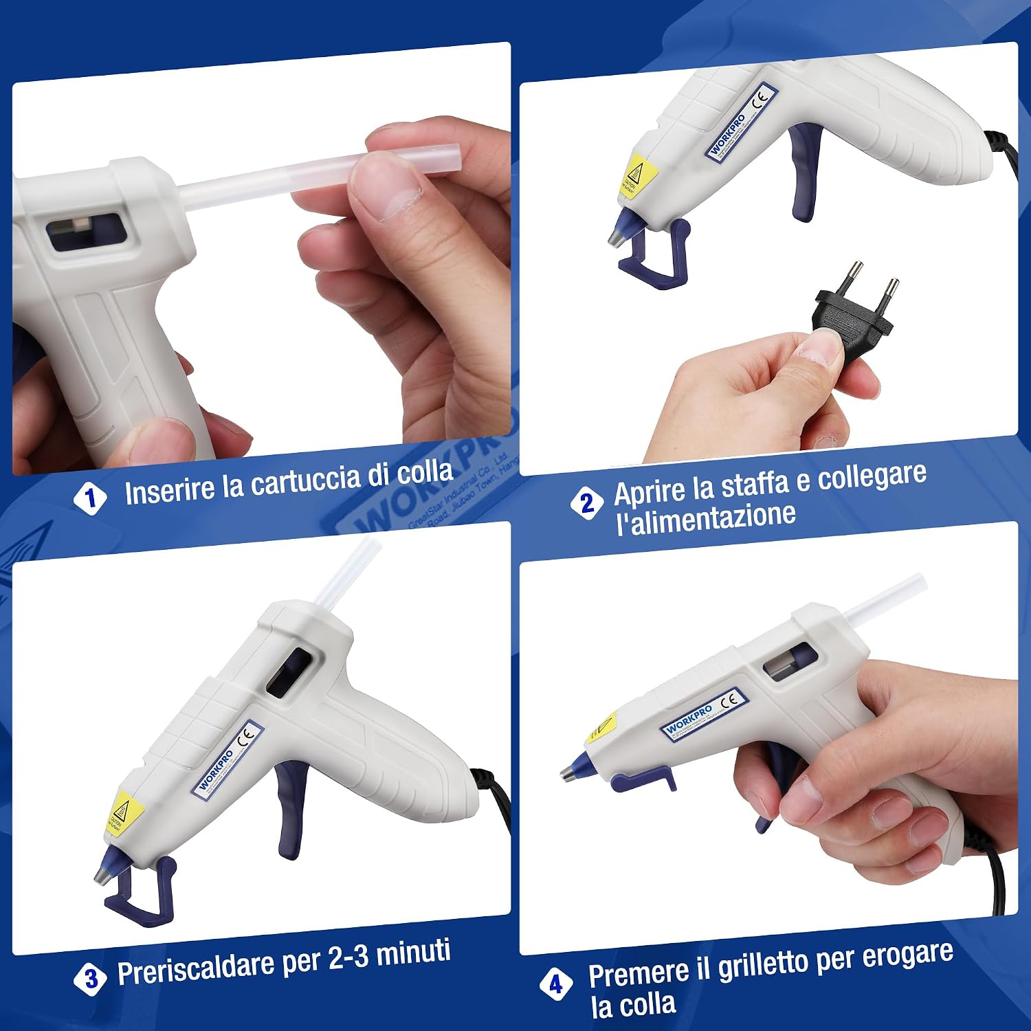 Thumbnail 5 de WORKPRO Mini Pistola per Colla a Caldo 10W con 20 stick 7x100 mm