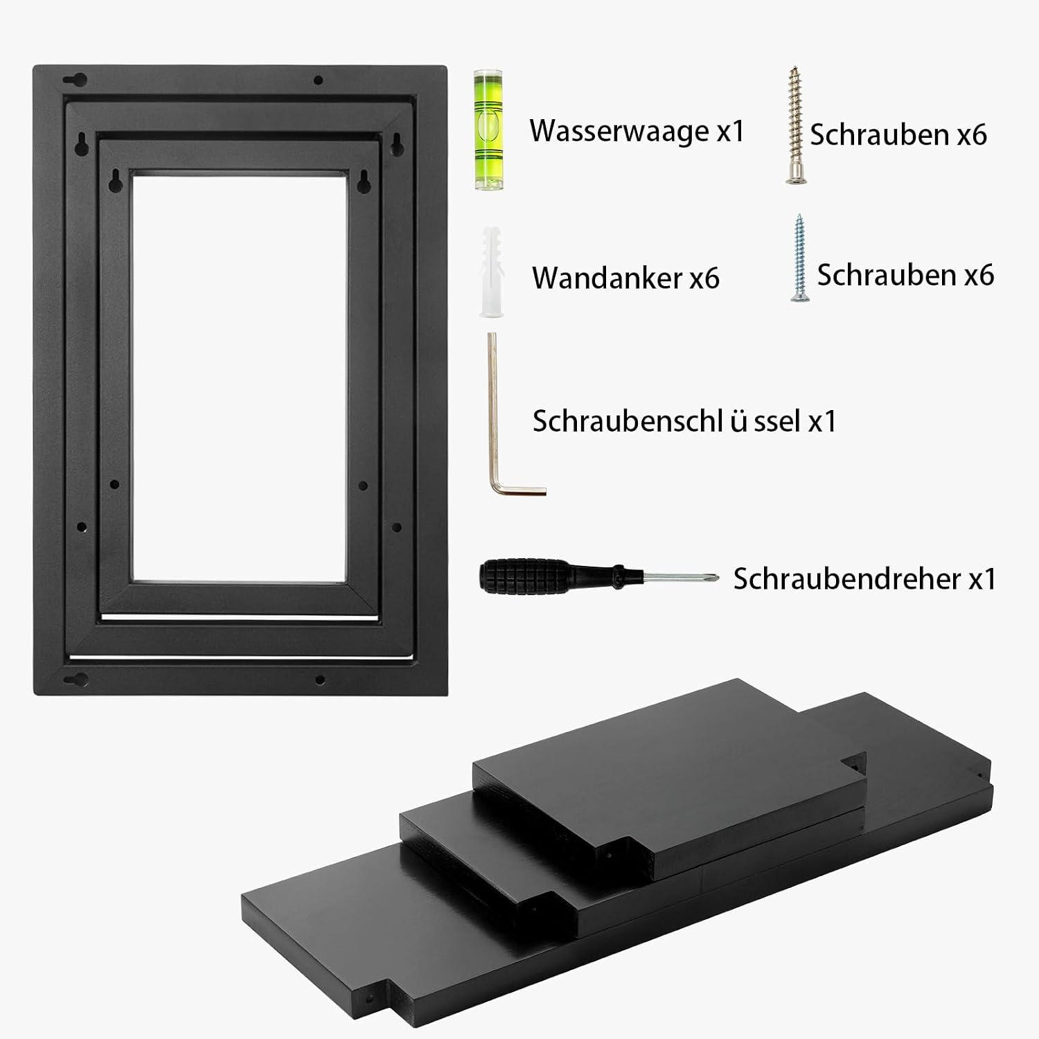 Detalle 2 de hi-home Set mit 3 Wandregalen Schwarz