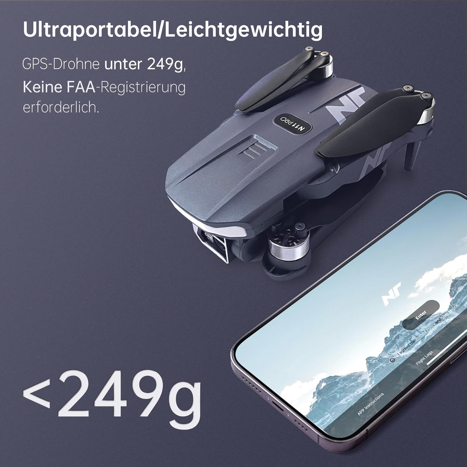 Detalle 2 de NAFYRE N11 PRO GPS-Drohne mit Kamera 4K UHD – 90 Min Flugzeit, 1.014 m Reichweite