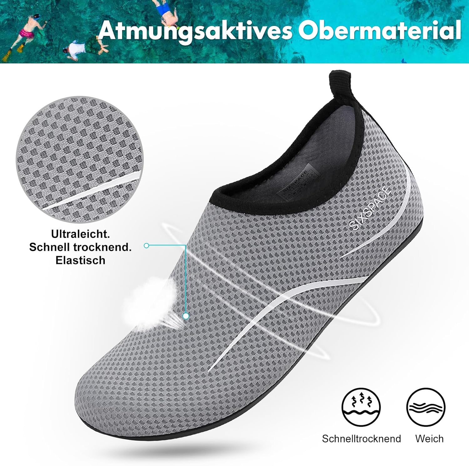 Thumbnail 2 de Sixspace Badeschuhe Wasserschuhe Strandschuhe – Schnelltrocknend, atmungsaktiv, rutschfest und flexibel (Gr. 34–47)