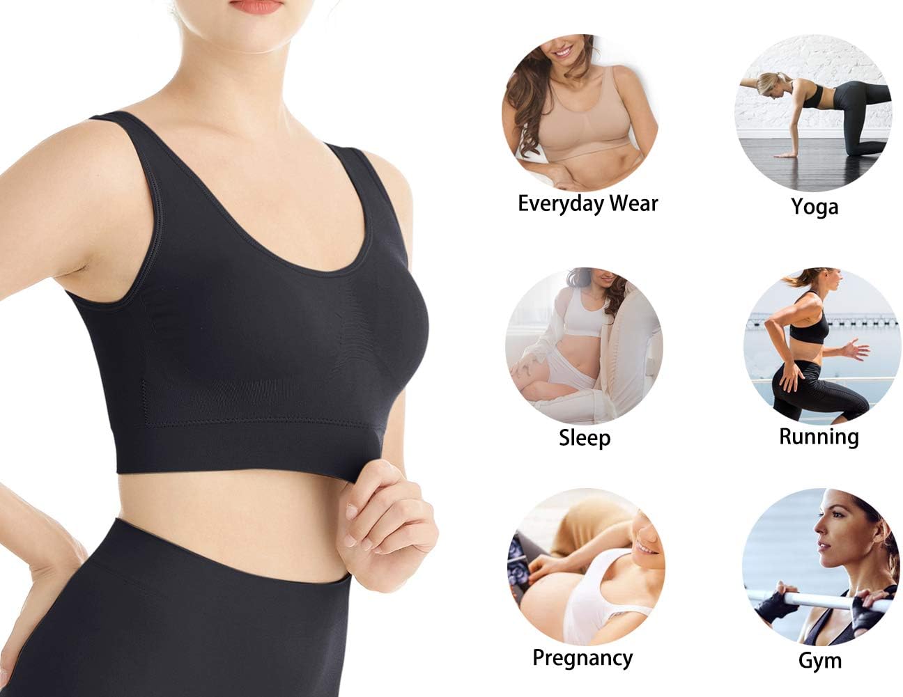 Thumbnail 4 de Lemef 3-Pack Seamless Wirefree Sports Bra with Removable Pads (Yoga & Medium Support)
