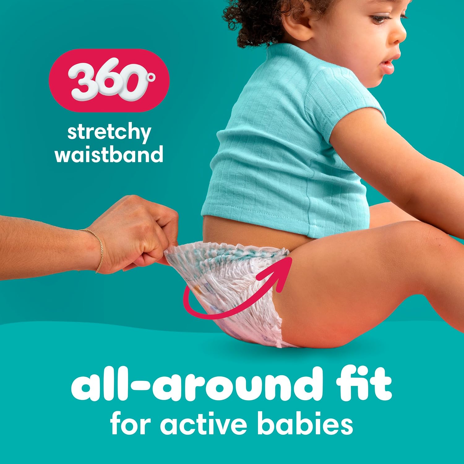 Detalle de Pampers Cruisers 360° Diapers, Size 5 (100 Count) with 360° Stretch, Leakproof Fit