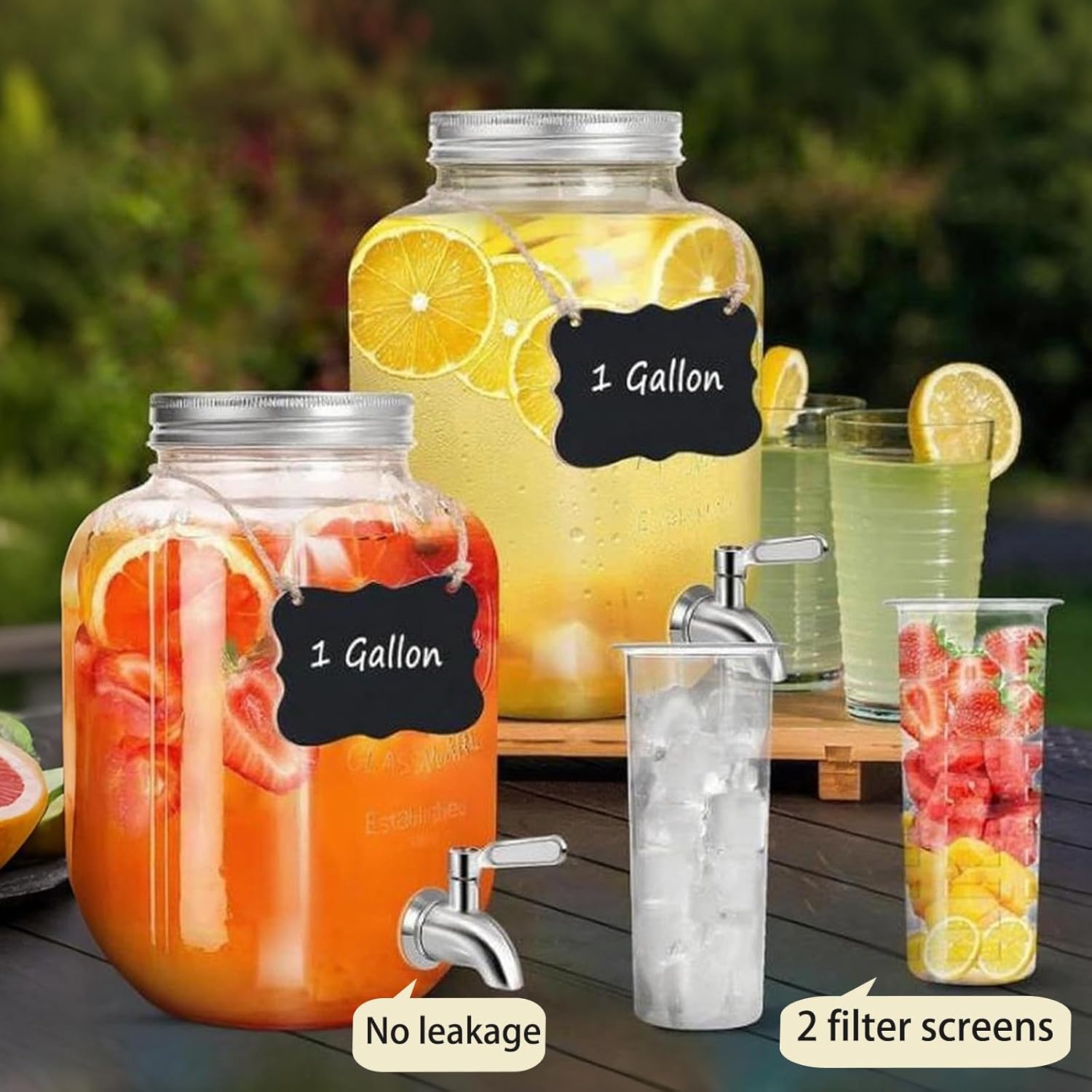 Detalle 2 de Toowood 2er-Set Glas Getränkespender 4 l