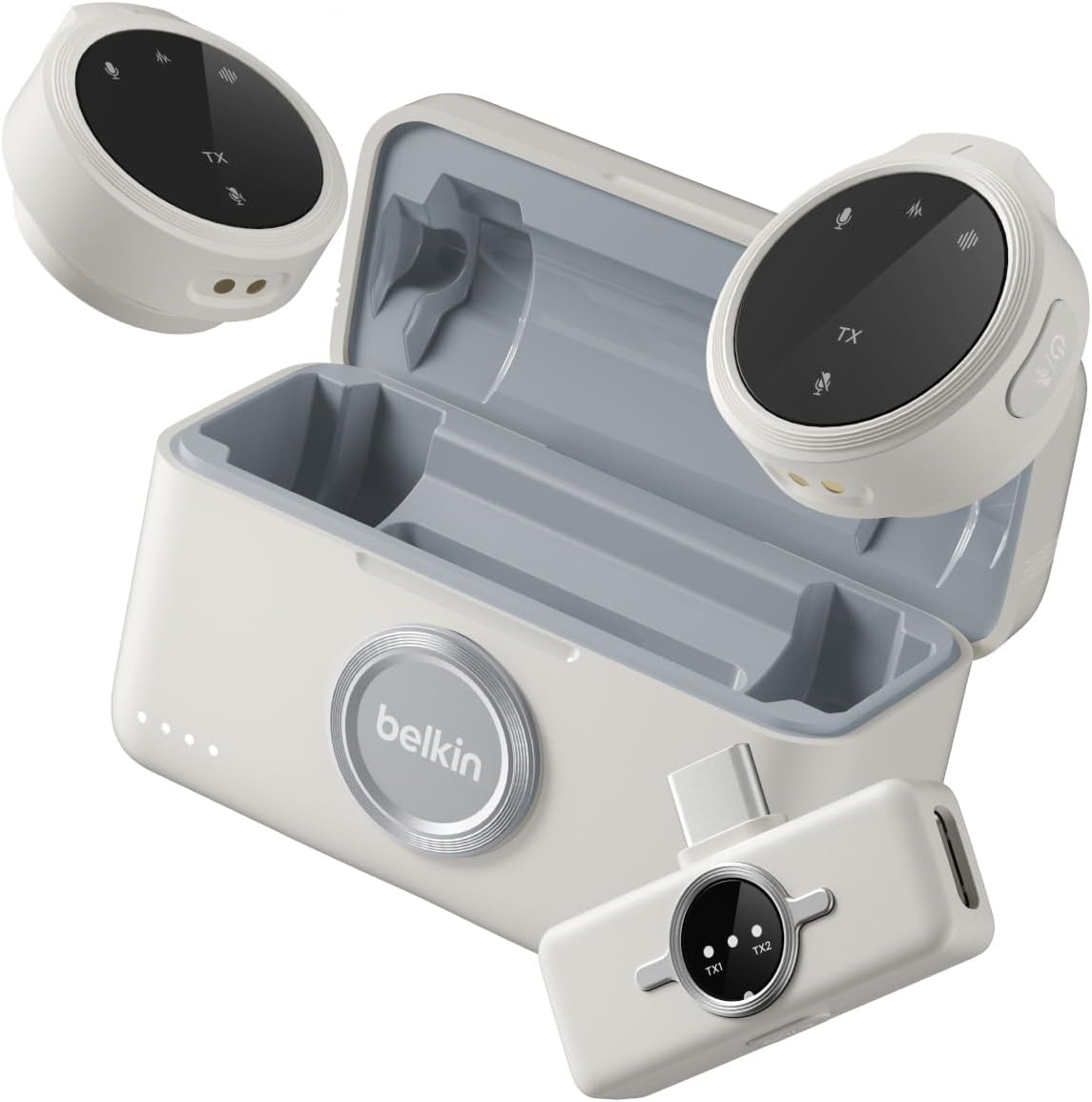 Detalle de Belkin Stage Micro sans Fil avec Clip d'attache – Micro-cravate sans fil double, 24 bit/48 kHz, 36 h d’autonomie