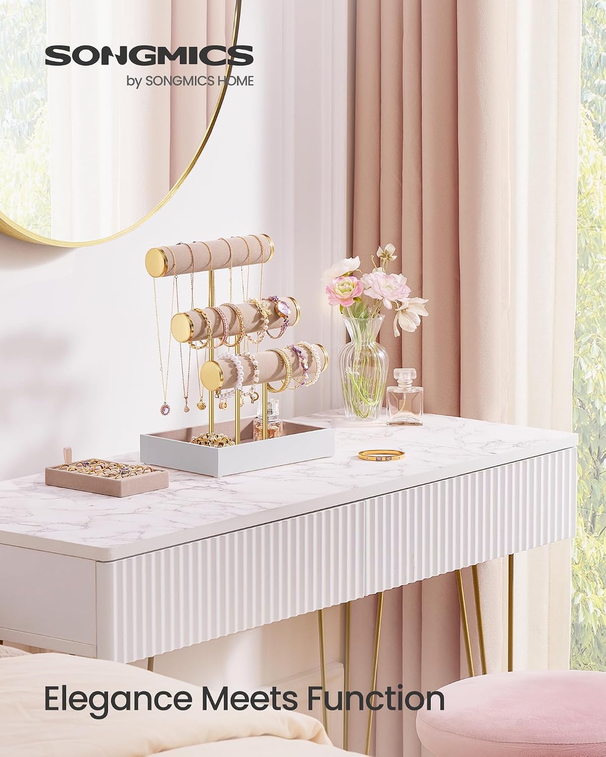 Thumbnail 1 de SONGMICS JJS027A01 3-Tier bracelet holder stand with velvet tray and removable ring holder