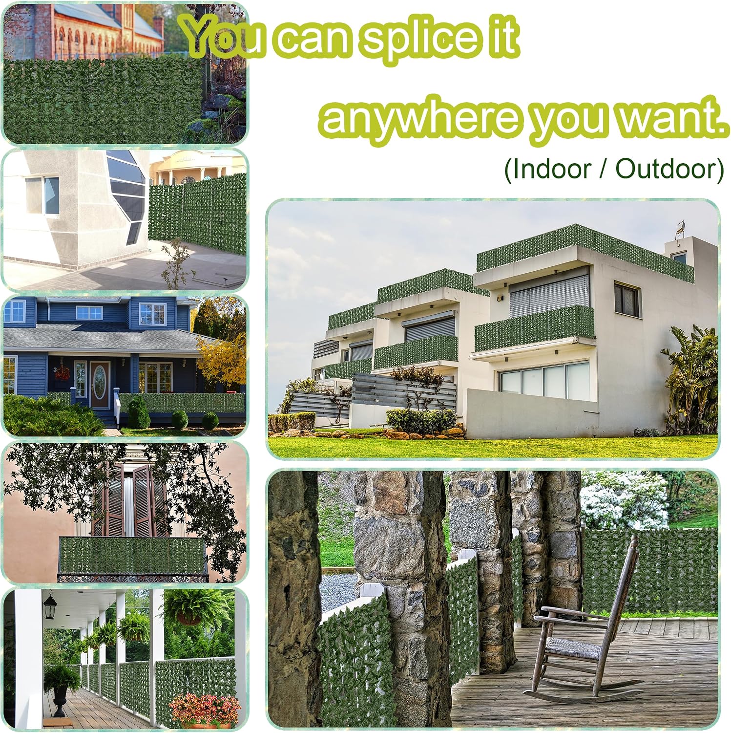 Detalle 1 de DOPGIB Ivy Fence Artificial Ivy Privacy Screen Roll, UV-Resistant Plastic, 60" x 128