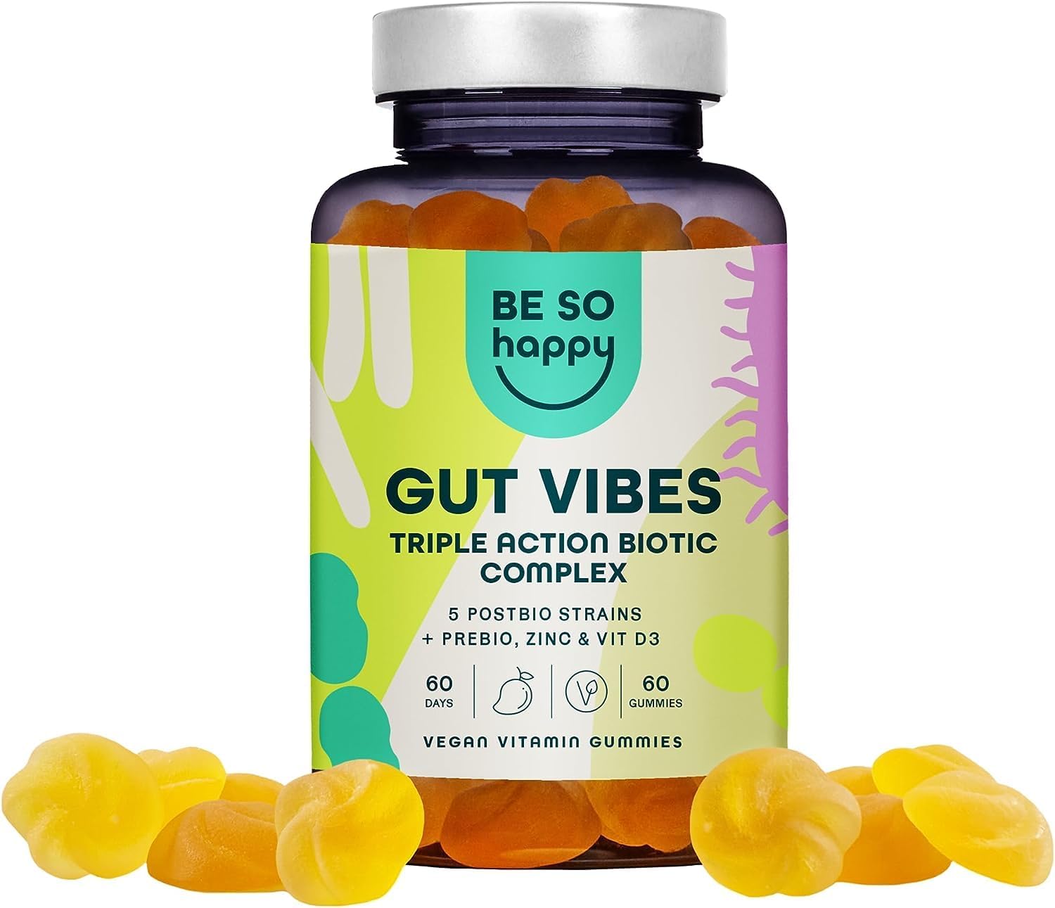 Prébiotiques et Postbiotiques Intestinaux – 60 Gummies vegan, sans gluten et sans lactose
