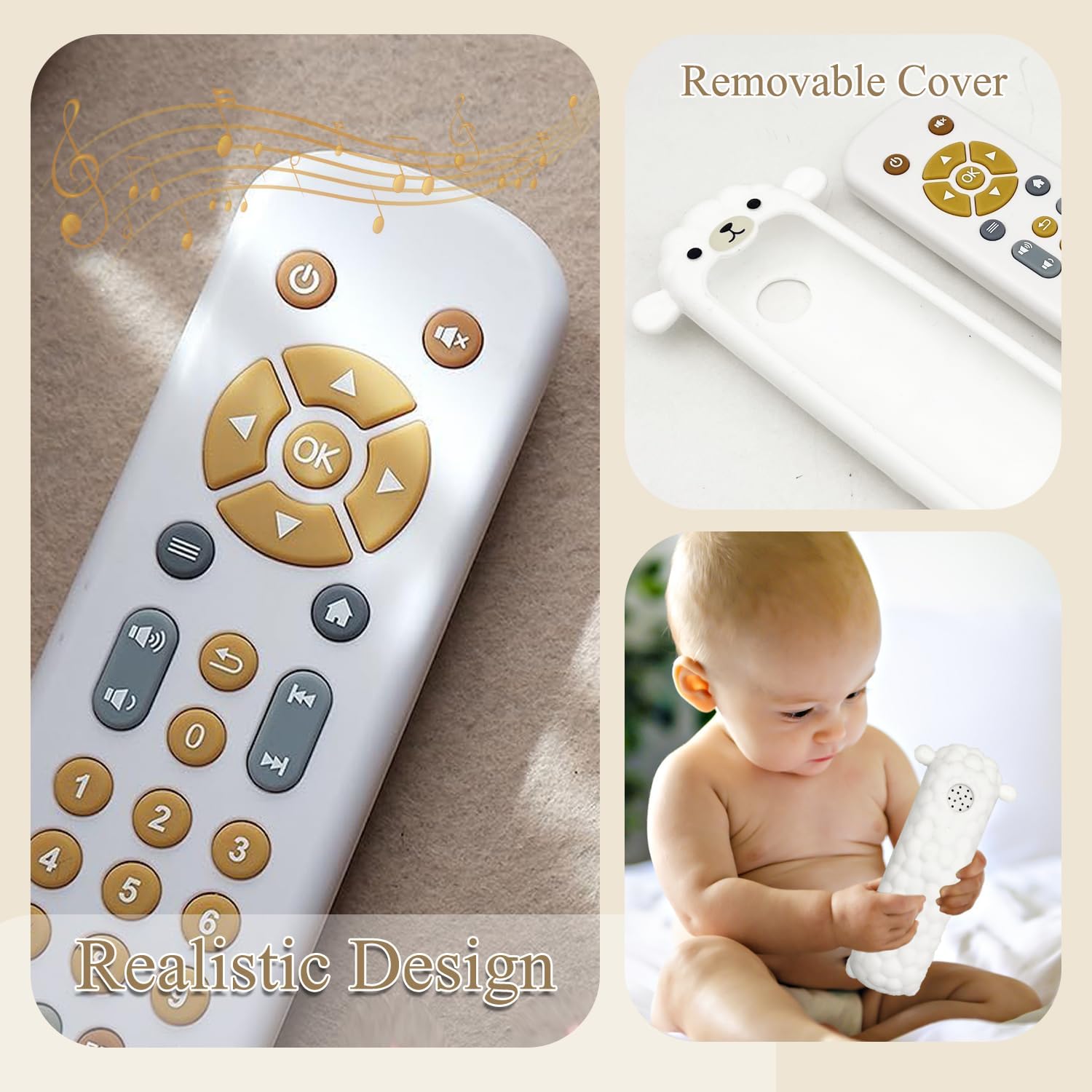 Thumbnail 2 de Realistic Baby Remote: Multilingual Educational Toy for Early Sensory Development (Sheep Teether)