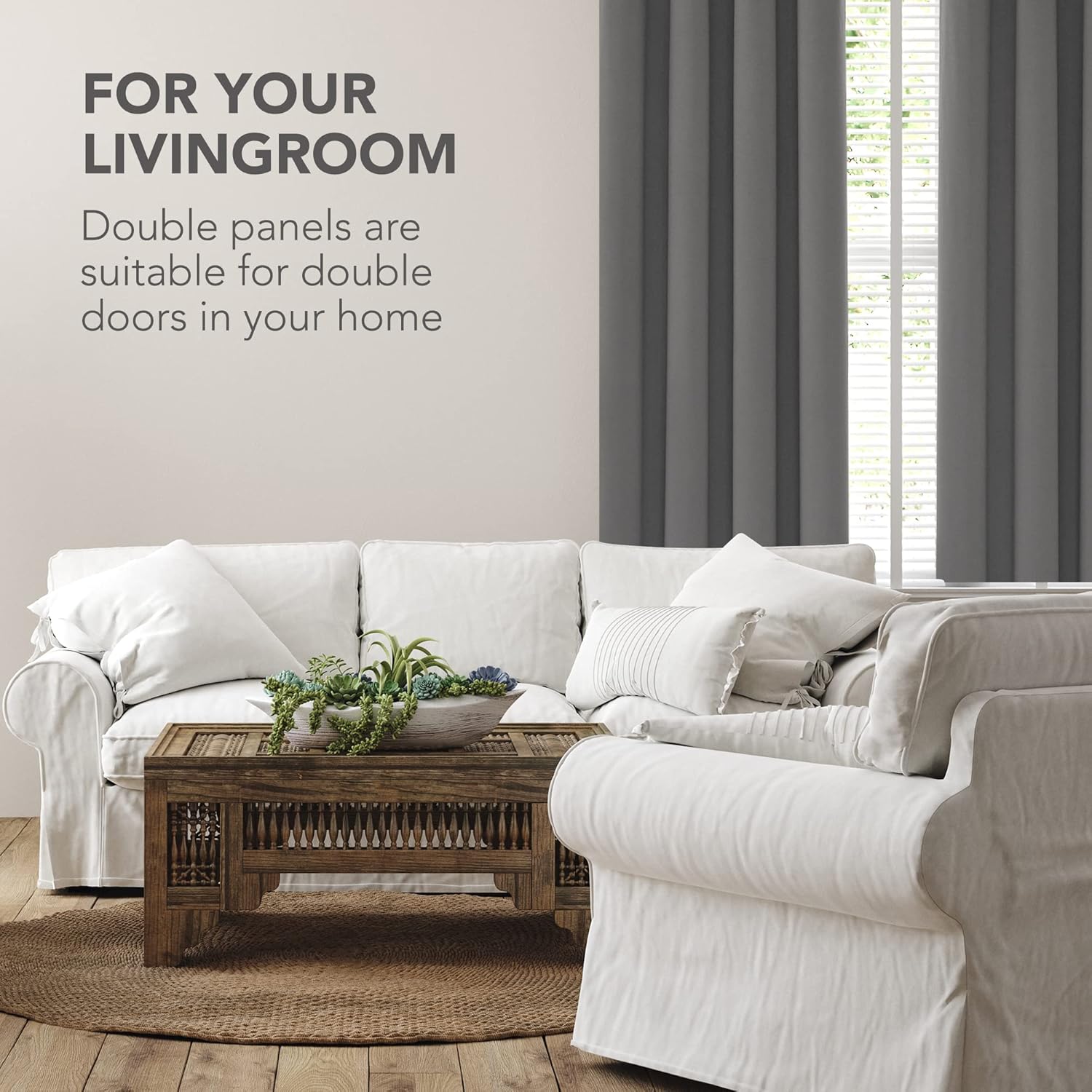 Thumbnail 2 de Deconovo Solid Light Grey room darkening thermal blackout eyelet curtain (1 panel) – W55 x L95 inch