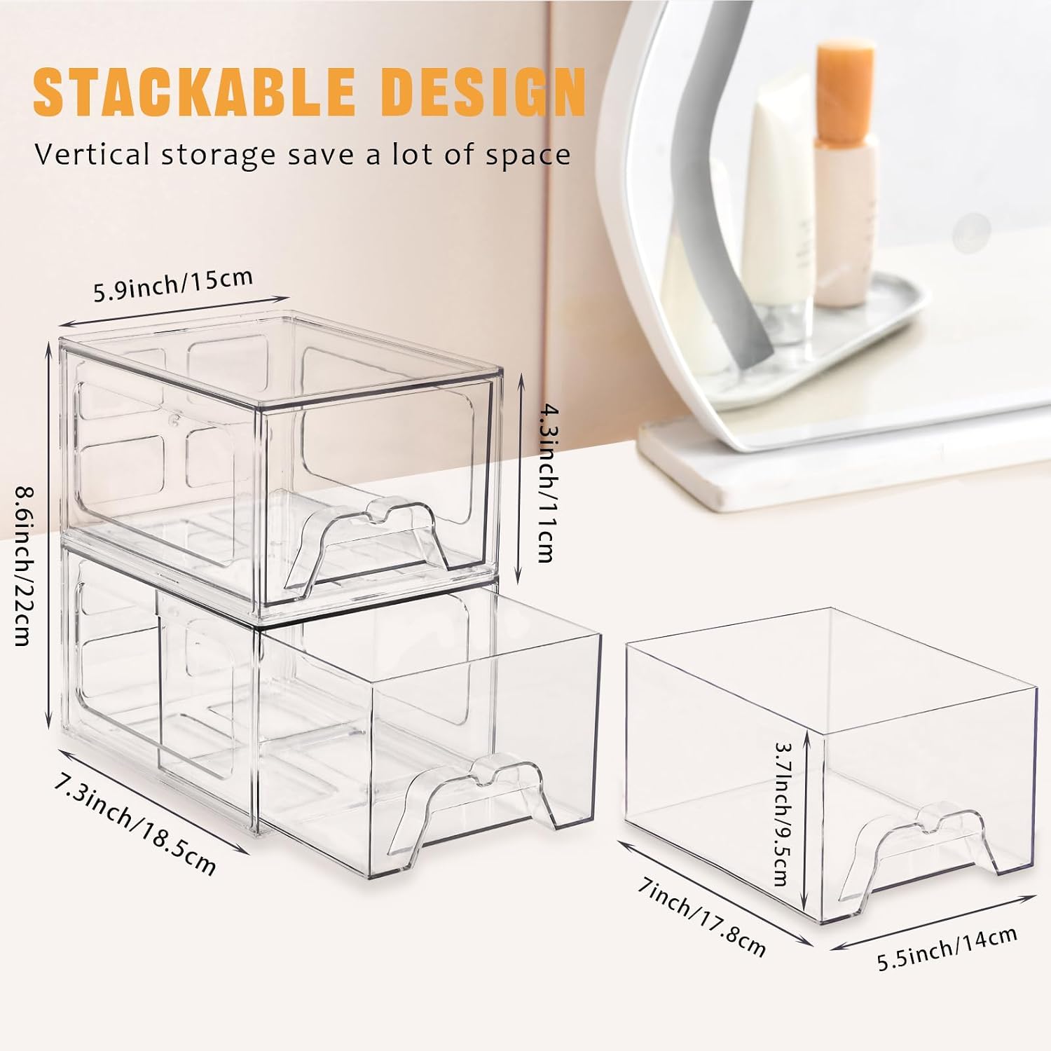Detalle 2 de Stebopum 6 Pack Stackable Makeup Organizer