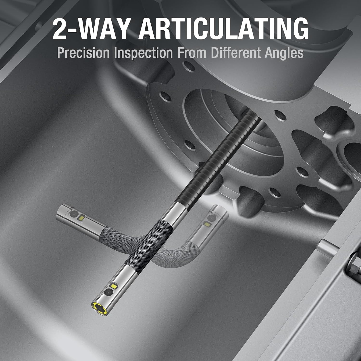 Thumbnail 1 de Dual Lens Articulating Borescope Camera, 5 Inch IPS Endoscope with Two-Way Probes