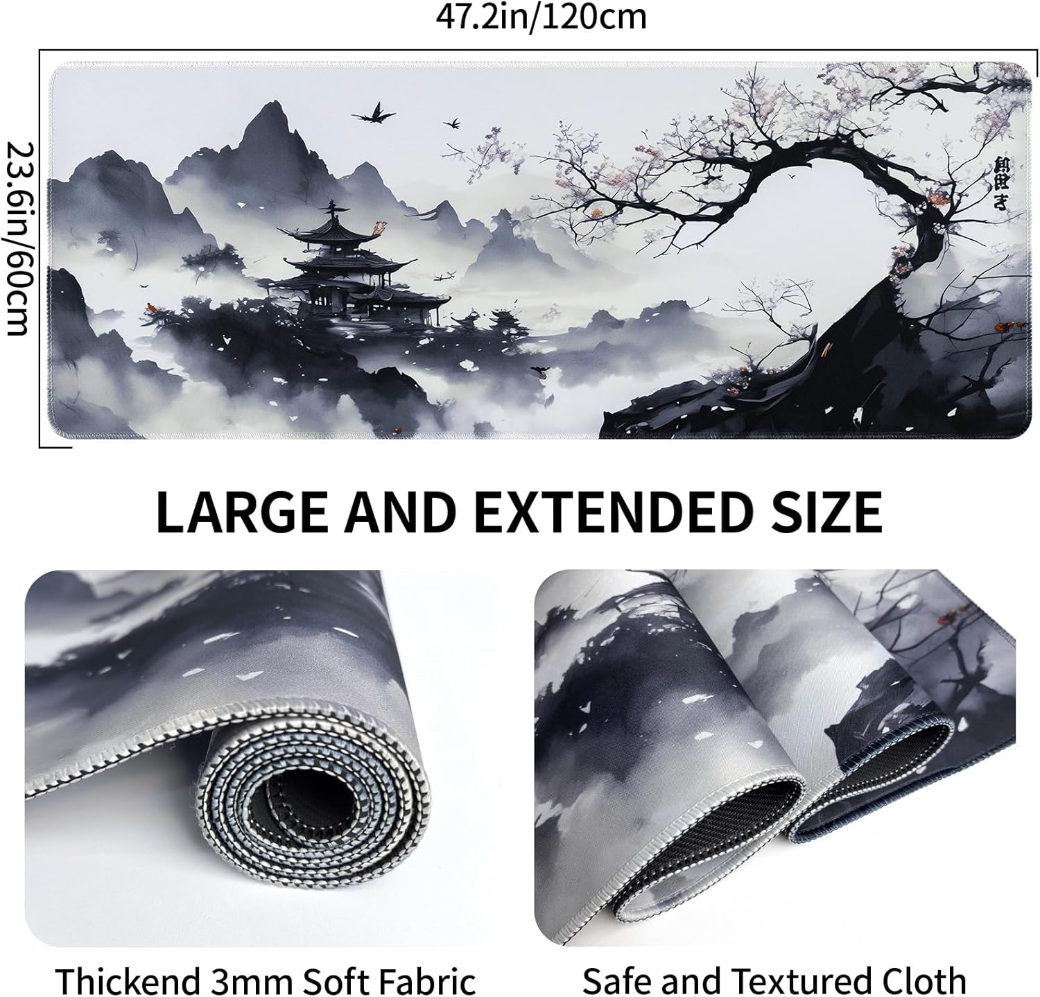 Thumbnail 1 de Zindoo XXXL Mouse Mat Gaming 1200 x 600 x 3 mm with Non-Slip Rubber Base