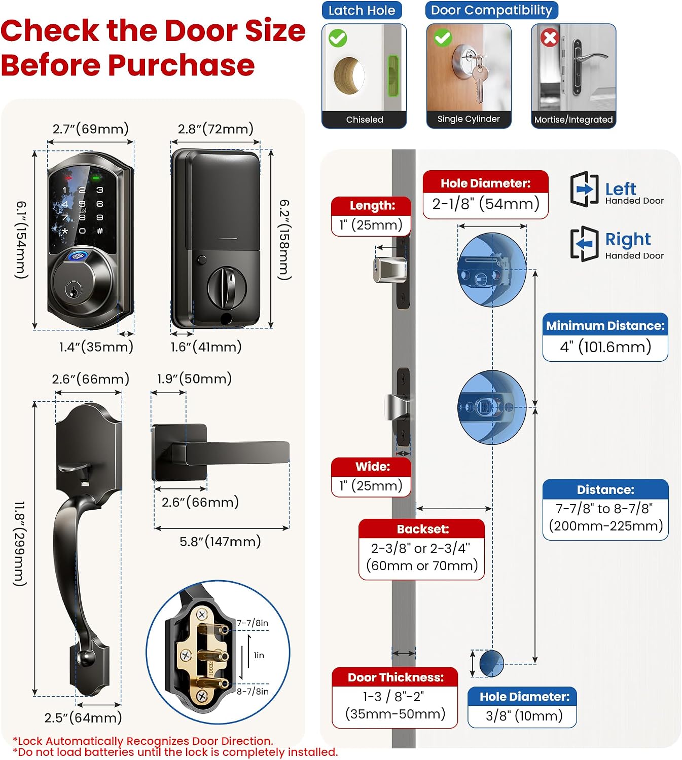 Detalle 2 de Veise Fingerprint Smart Lock, Matte Black