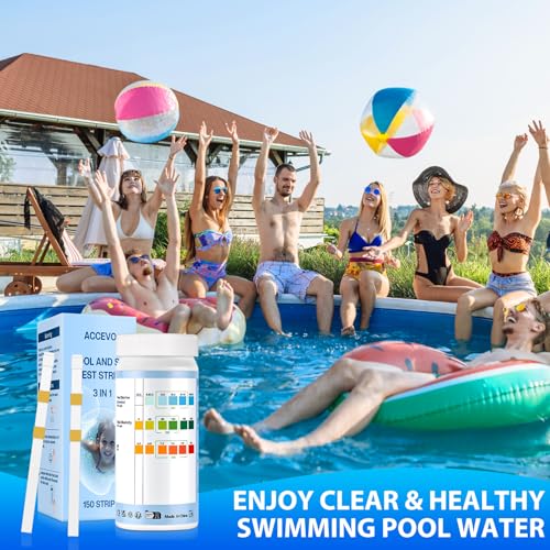 Thumbnail 5 de Accevo Hot Tub Test Strips – 3-in-1 Pool-Wasser-Testkit für Chlor, pH und Gesamtalkalität (150 Streifen)