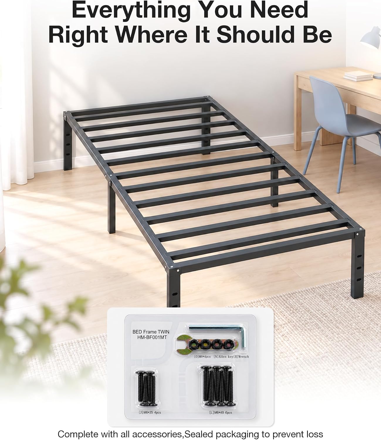 Thumbnail 6 de YORWEN Twin Metal Bed Frame