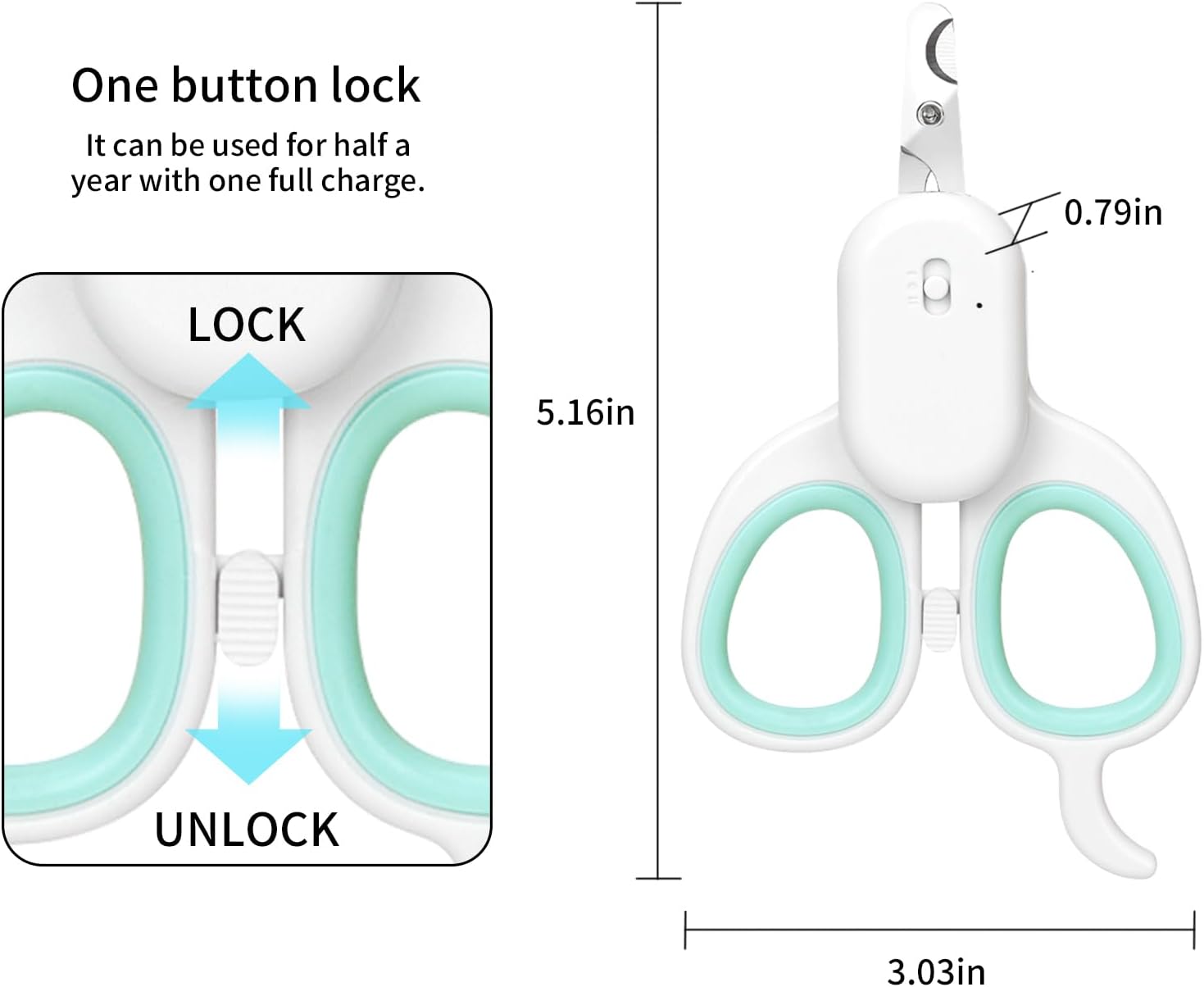 Thumbnail 5 de PAKEWAY Coupe-Griffes LED & UV pour Chats et Chiens — Tondeuse Ergonomique, Rechargeable USB