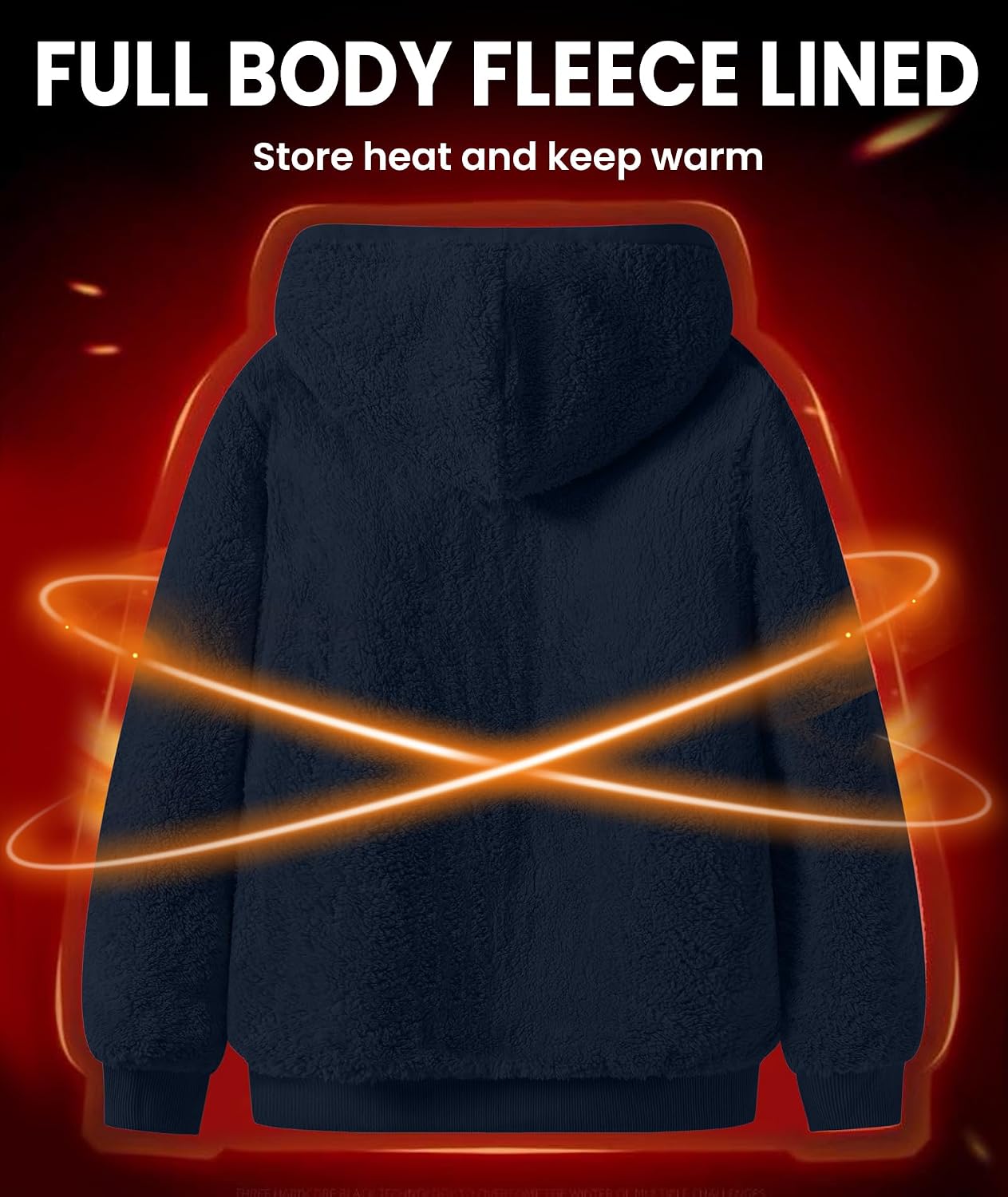 Detalle de GEEK LIGHTING Men's Sherpa-Lined Full-Zip Hoodie