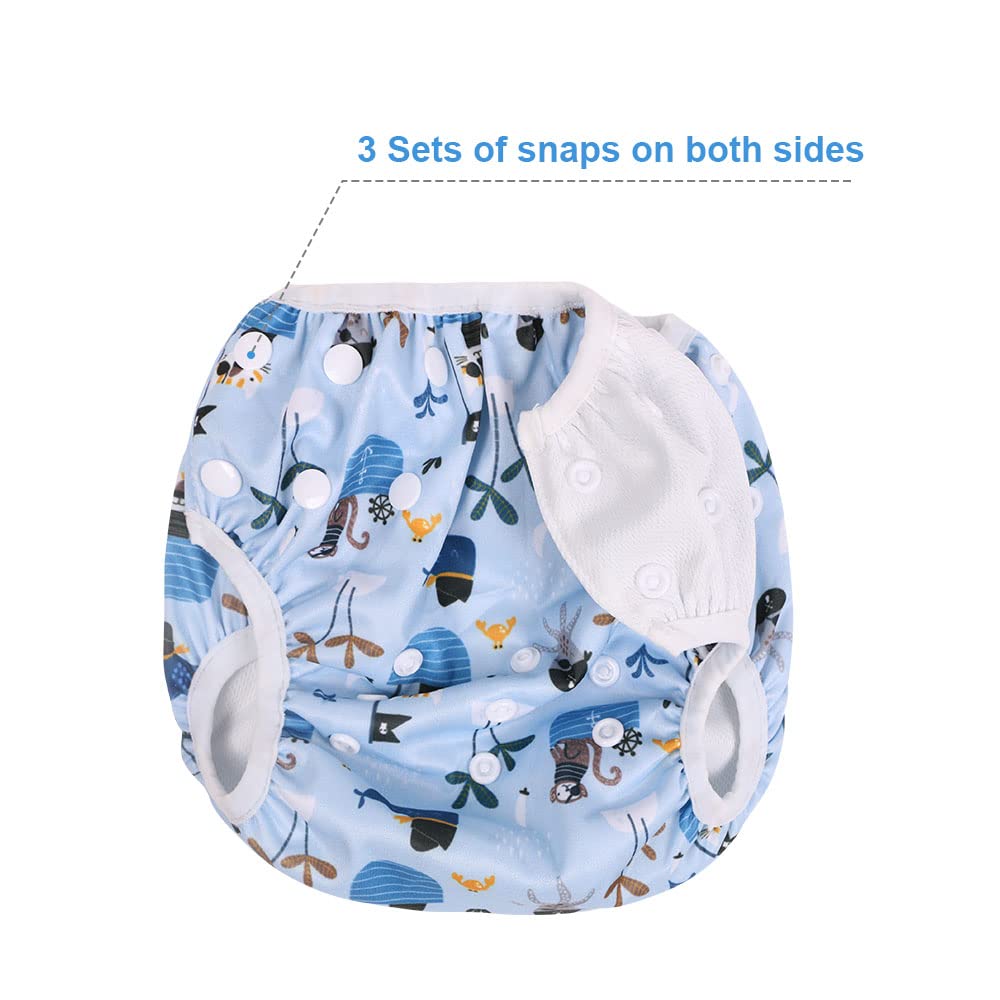 Thumbnail 4 de Vicloon Baby Schwimmhose (2-teilig) als wiederverwendbare Schwimmwindel – verstellbar, waschbar, Piratenschiff/Wellen