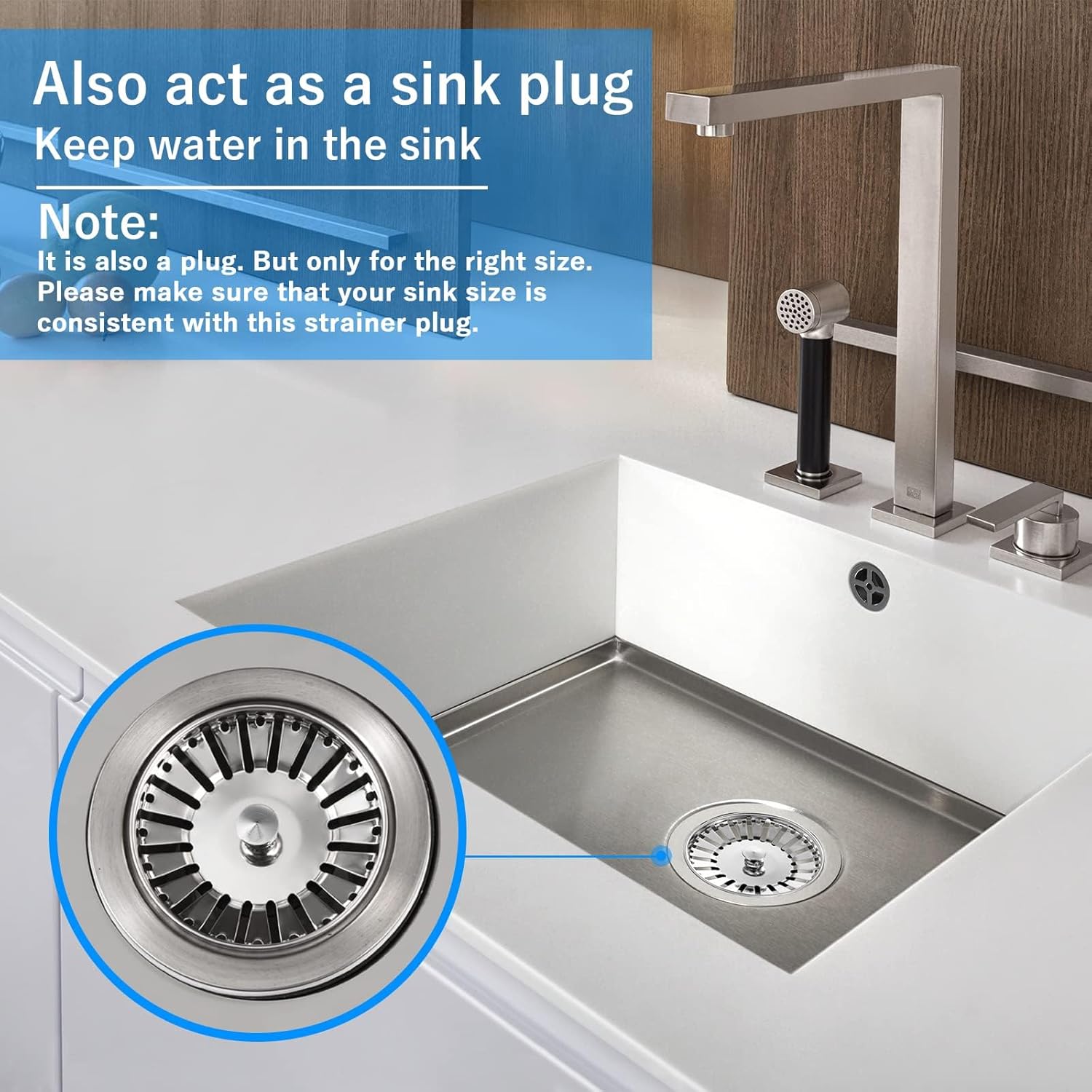 Detalle de Stainless Steel Kitchen Sink Bowl Strainer and Plug – 84mm
