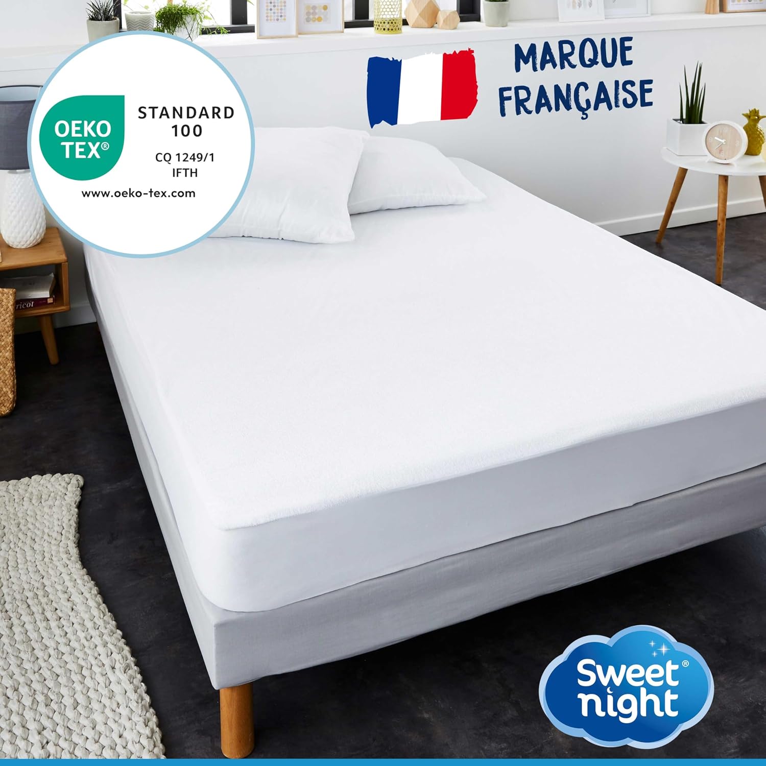 Detalle de SWEET NIGHT Protège Matelas 180x200 cm — Bouclette en Coton, Alèse Imperméable et Absorbante