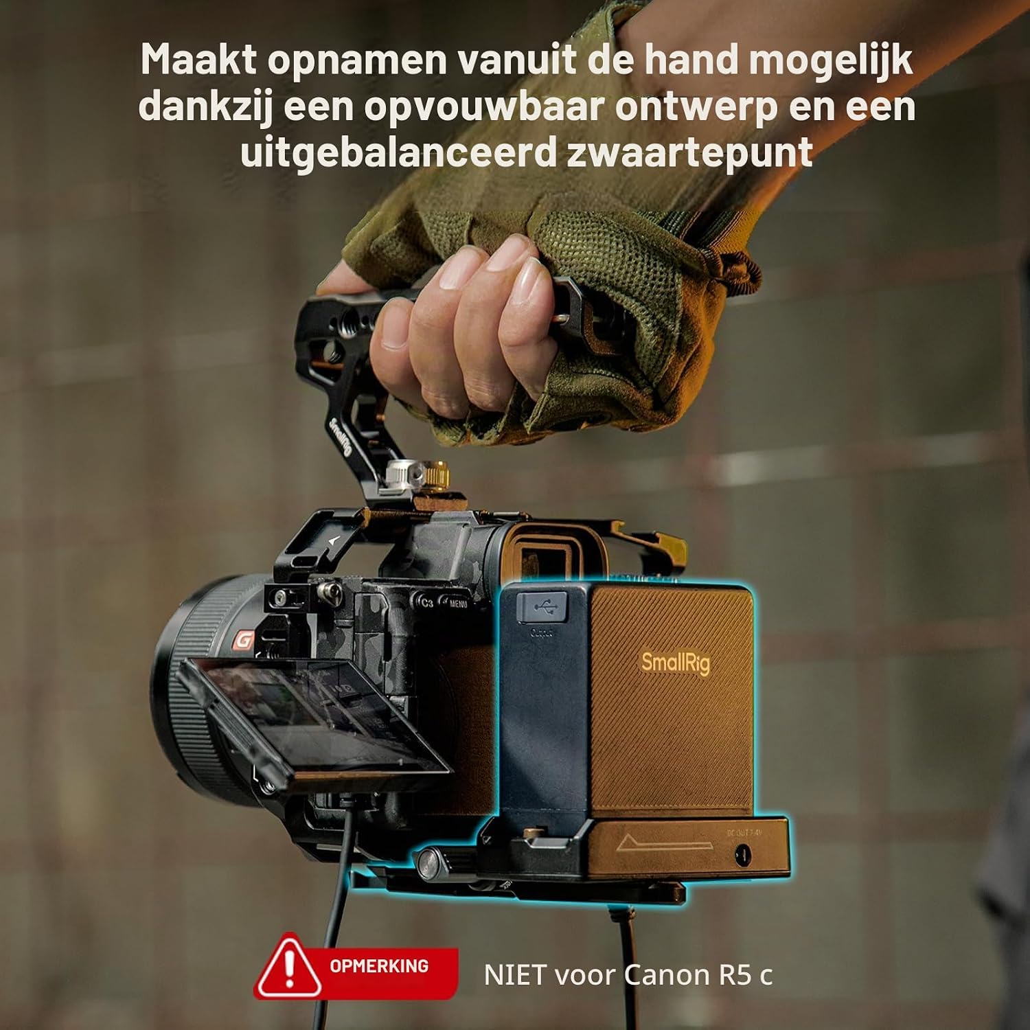 Detalle 2 de SMALLRIG 4696 NP-F-accuadapterplaat met Arca-Swiss-snelkoppeling en dubbele DC-uitgang