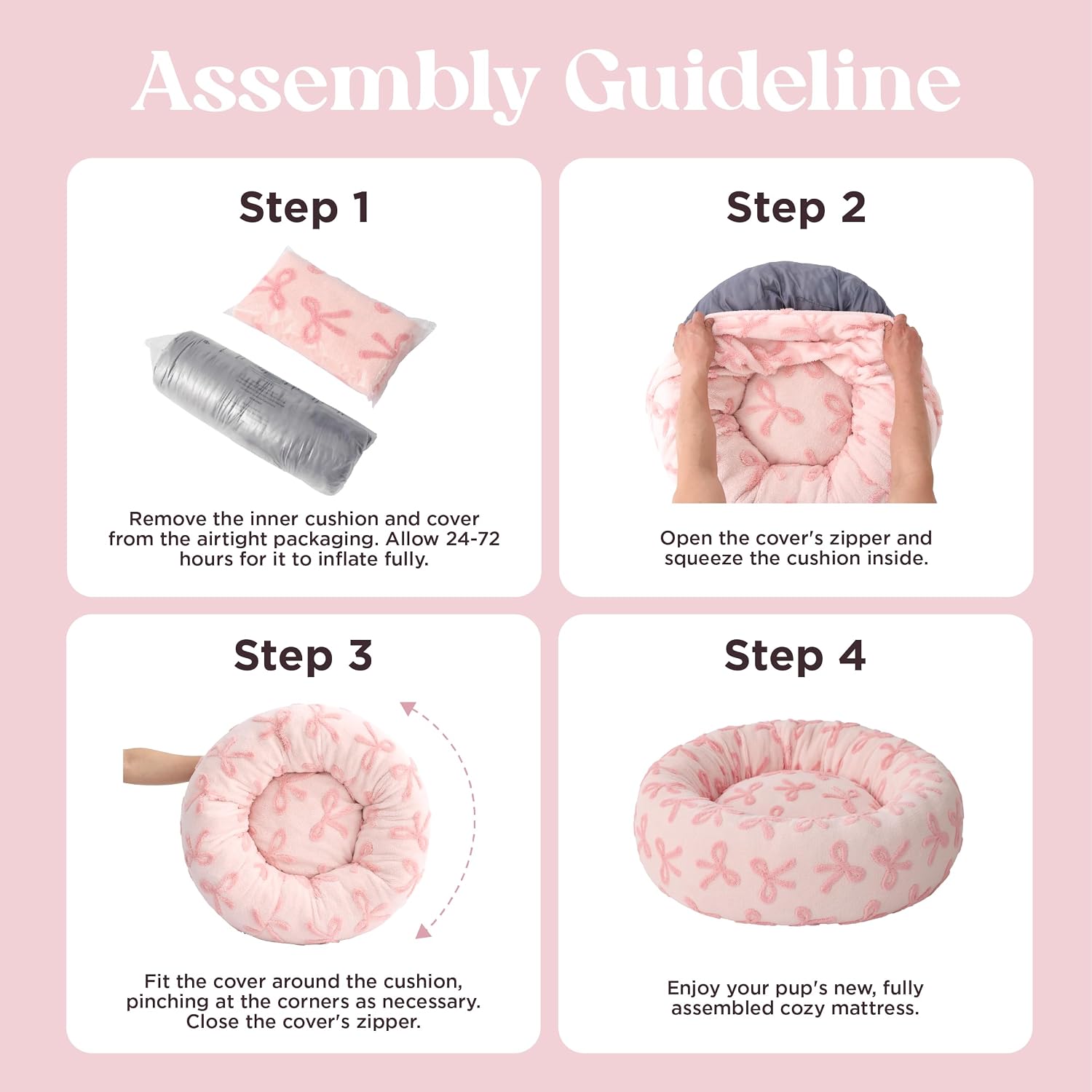 Detalle 1 de LE SURE US-IMCDonutBed Donut Dog Bed, 30 x 30 x 8 in, Pink Taffy
