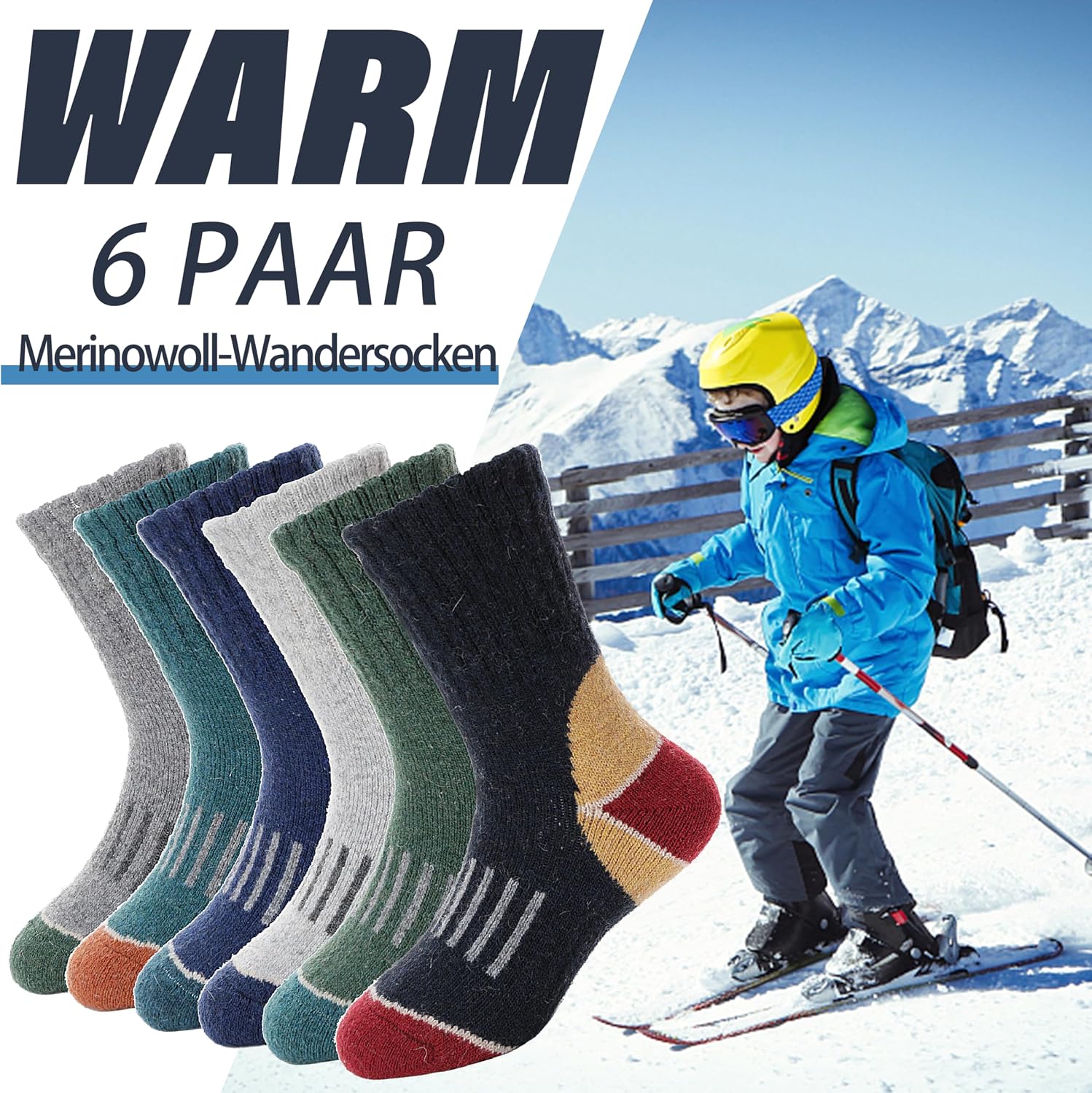 Detalle 2 de EBMORE Merino Kindersocken 6 Paar