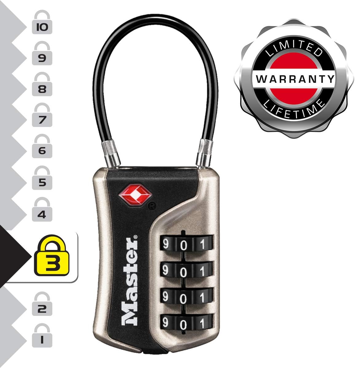 Thumbnail 2 de Master Lock 4697EURDNKL: lucchetto per bagagli TSA-approved in alluminio, 9,3 x 3,6 x 1,5 cm
