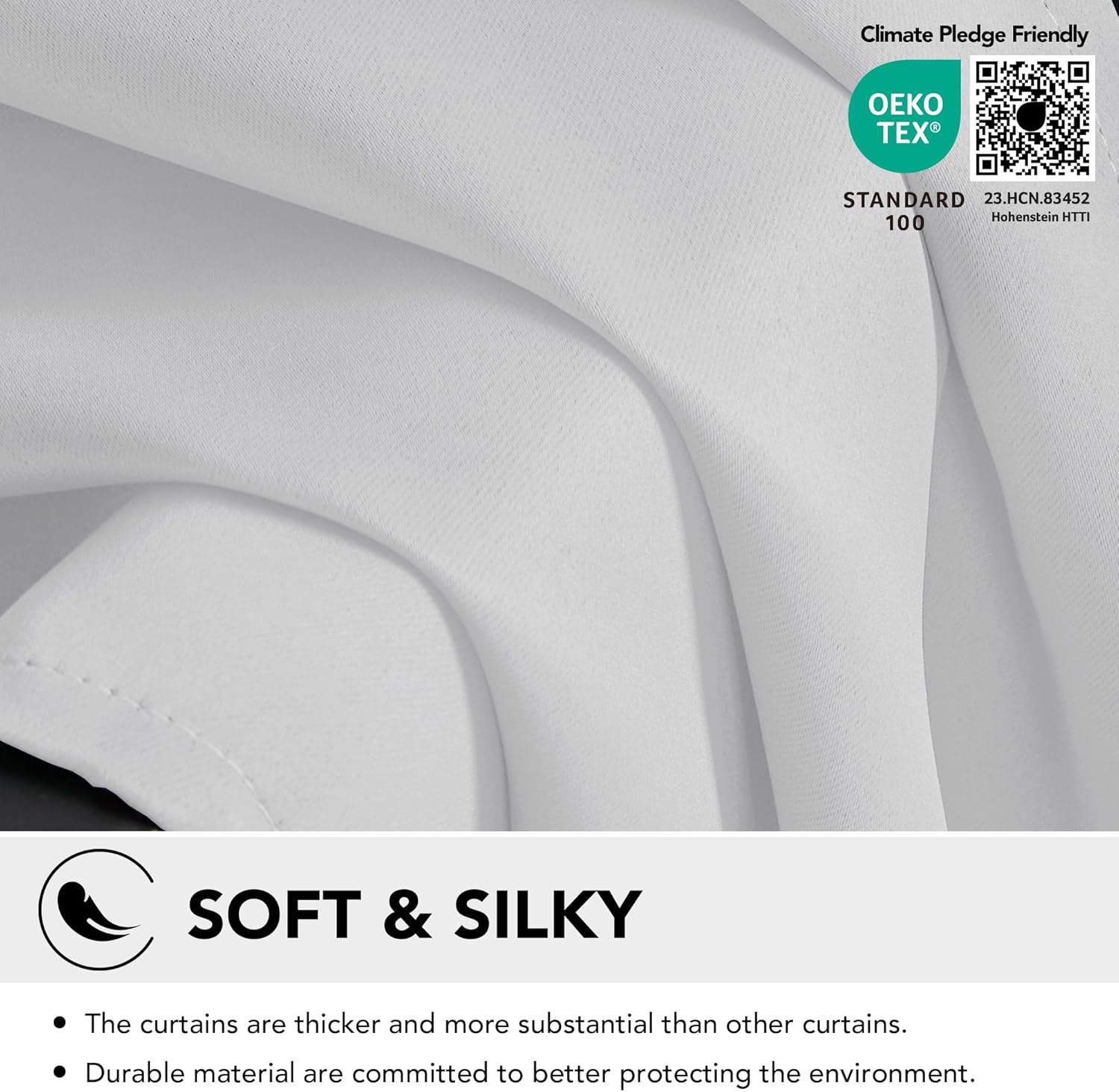 Thumbnail 6 de Deconovo Tende oscuranti per interni con anelli, 2 pezzi 140x270 cm, grigio perla