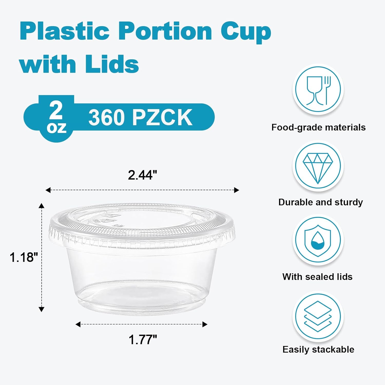 Thumbnail 1 de Lamosi 360 Set 2 oz Jello Shot Cups with Lids – 360-Pack, BPA-Free, Leak-Proof